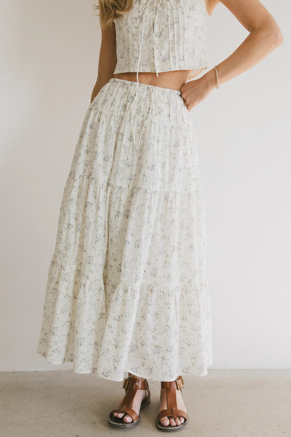Jenna Floral Print Midi Skirt for Women - A-Line Summer Skirt with Pockets, Boho Style, Comfortable & Stylish - Perfect for Beach, Vacation, and Casual Outings
