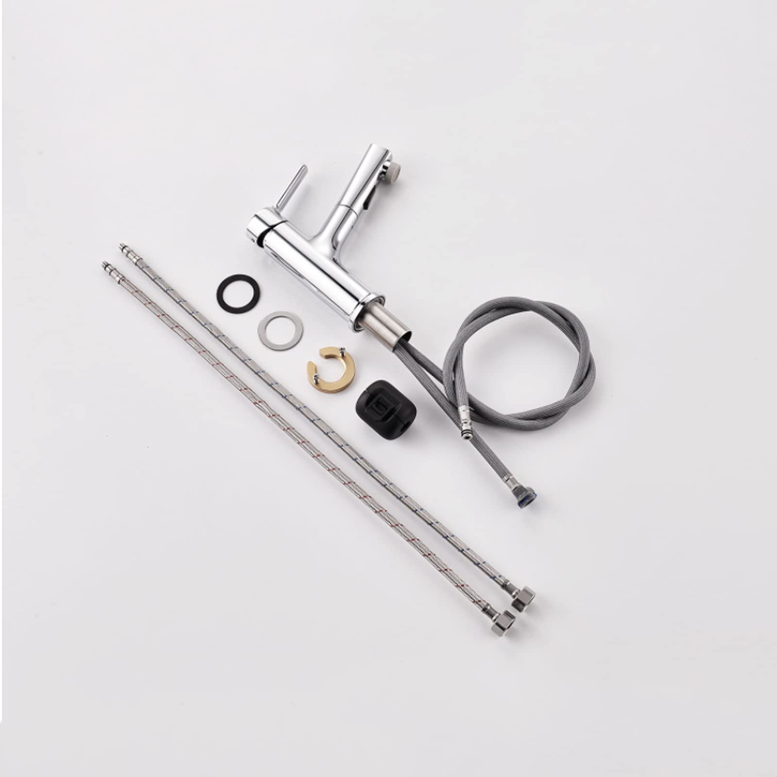 Single Handle Bathroom Sink Faucet with Pull Down Sprayer - Chrome Vanity Faucet for Hot & Cold Water - Perfect for Vessel Sinks, Lavatories, and Modern Bathroom Renovations