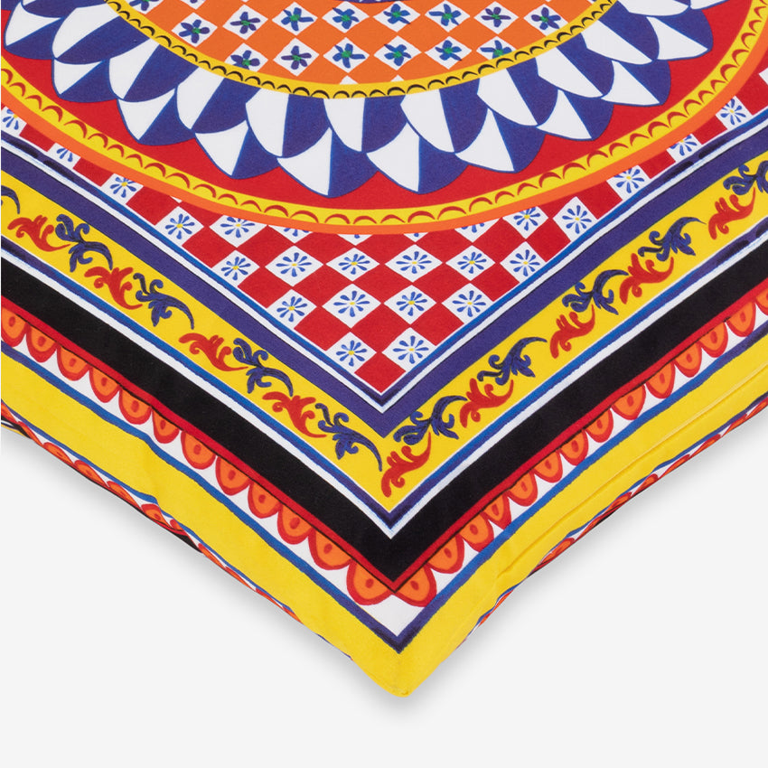 Dolce & Gabbana Casa Small Carretto Duchess Cotton Throw Pillow Cover - Luxury Home Decor for Sofa, Bedroom & Living Room
