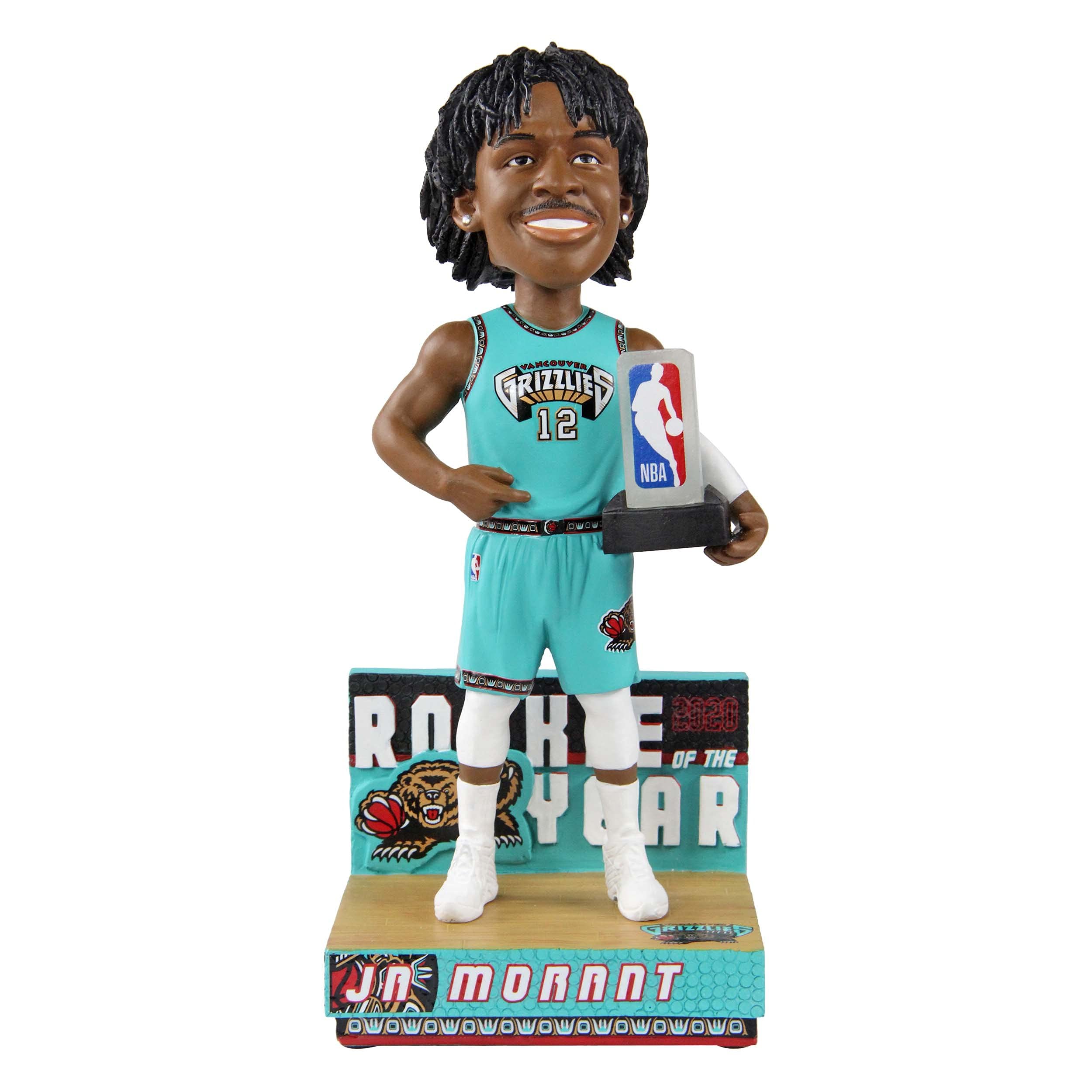 Ja Morant Memphis Grizzlies 2020 Rookie of the Year Bobblehead - NBA Collectible Figurine - Perfect for Basketball Fans, Sports Memorabilia Collections, and Game Room Decor