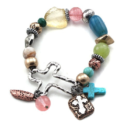 Stylish Cross and Beaded Bracelet for Women - Trendy Religious Jewelry Gift for Everyday Wear & Special Occasions