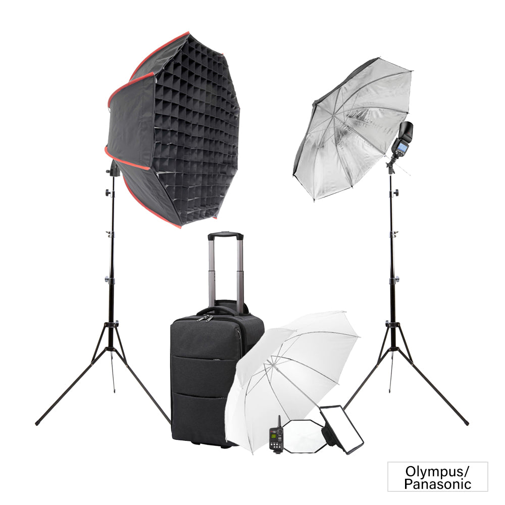 V1 Speedlite Flash Kit for Canon & Nikon - Professional Photography Lighting with 2 Flashes, Stands & Accessories - Perfect for Studio, Portrait & Event Photography
