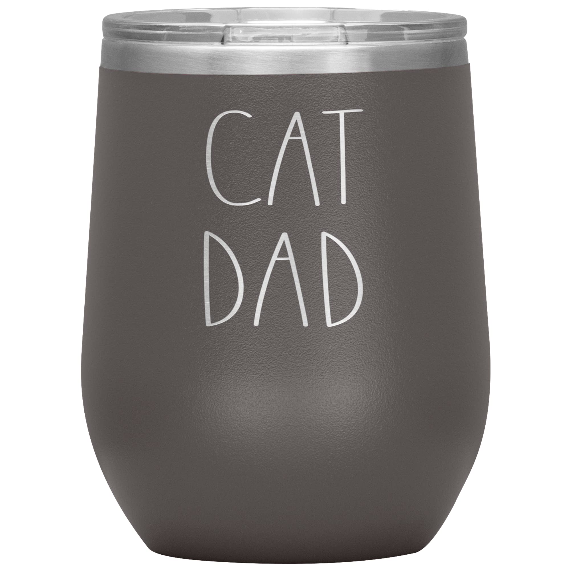 **Cat Dad Wine Tumbler - 12 Colors, Insulated Stainless Steel Mug for Cat Lovers - Perfect Christmas, Birthday, Father's Day & Mother's Day Gift - Ideal for Coffee, Wine & Outdoor Use (Pewter)**