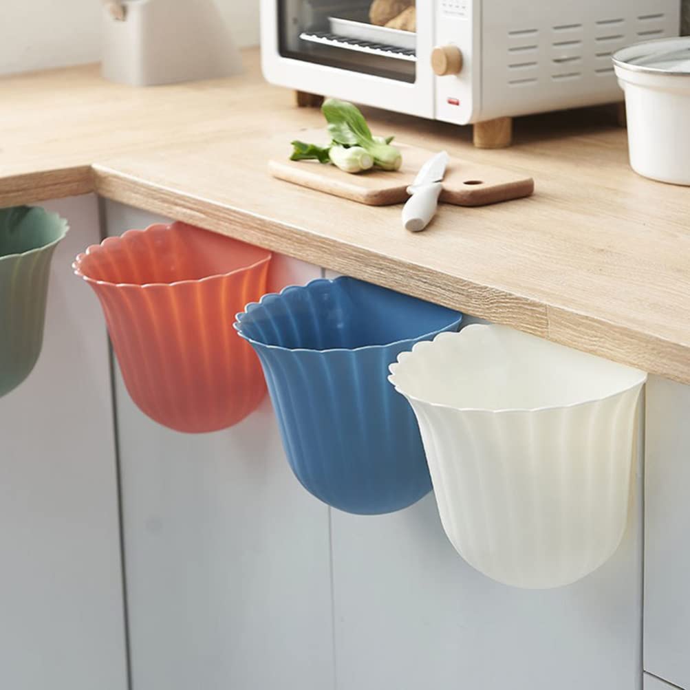 DOITOOL 4pcs Multi-Color Mini Hanging Trash Can for Kitchen Cabinet Door - Compact Garbage Bin for Home, Office, and RV Use