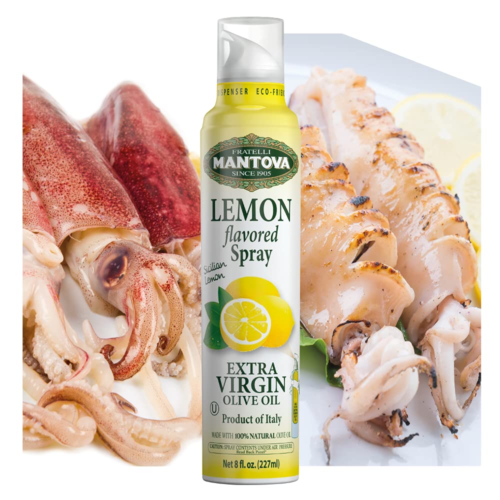 Premium Extra Virgin Olive Oil Spray with Lemon, Garlic, Orange & Black Pepper - Fish Seasoning Blend (3-Pack) | Perfect for Grilling, Baking & Salad Dressings
