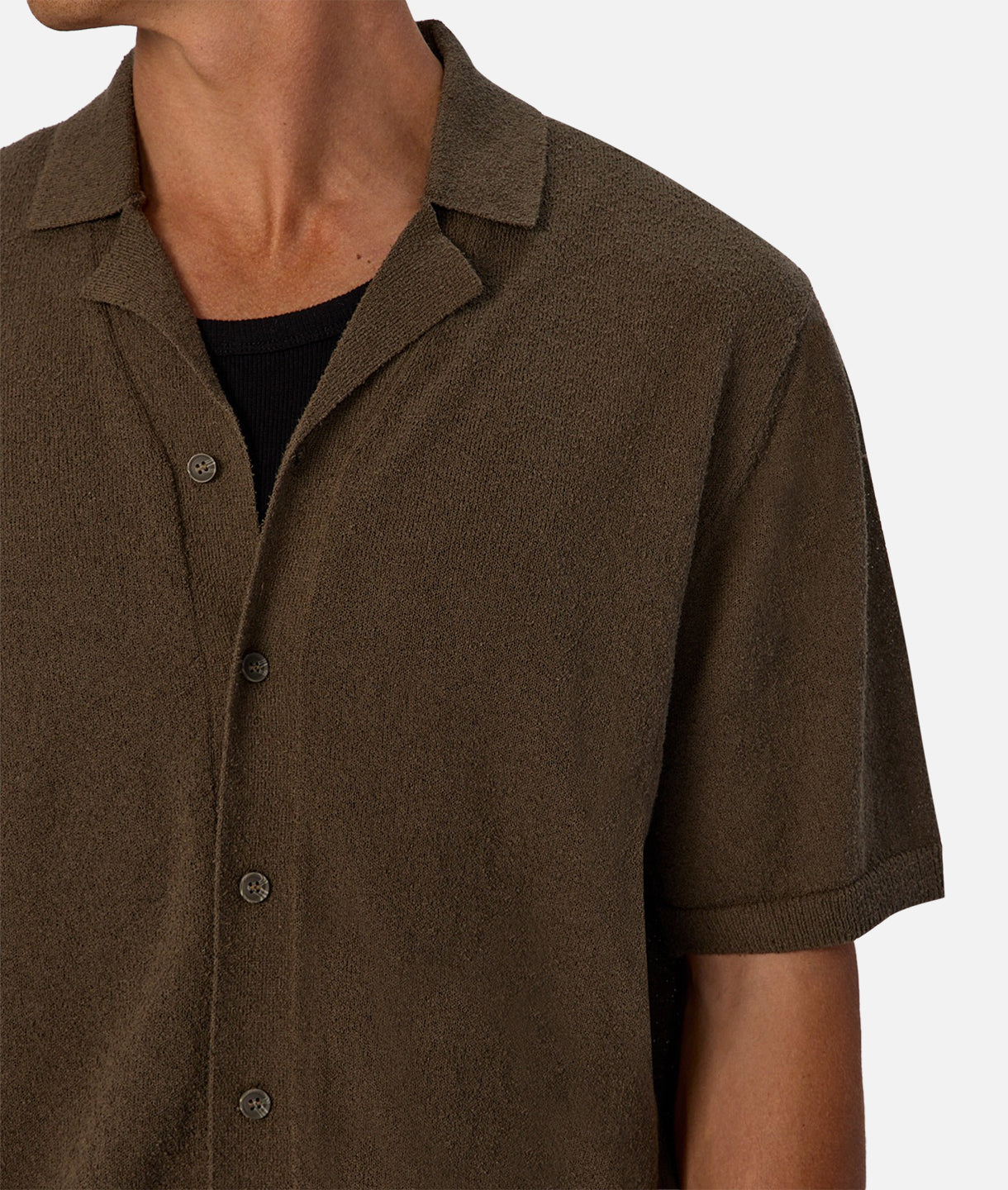 Dali Short Sleeve Shirt for Men - Dark Olive Green Casual Button Down Shirt - Perfect for Summer Outfits, Beach Wear & Outdoor Activities