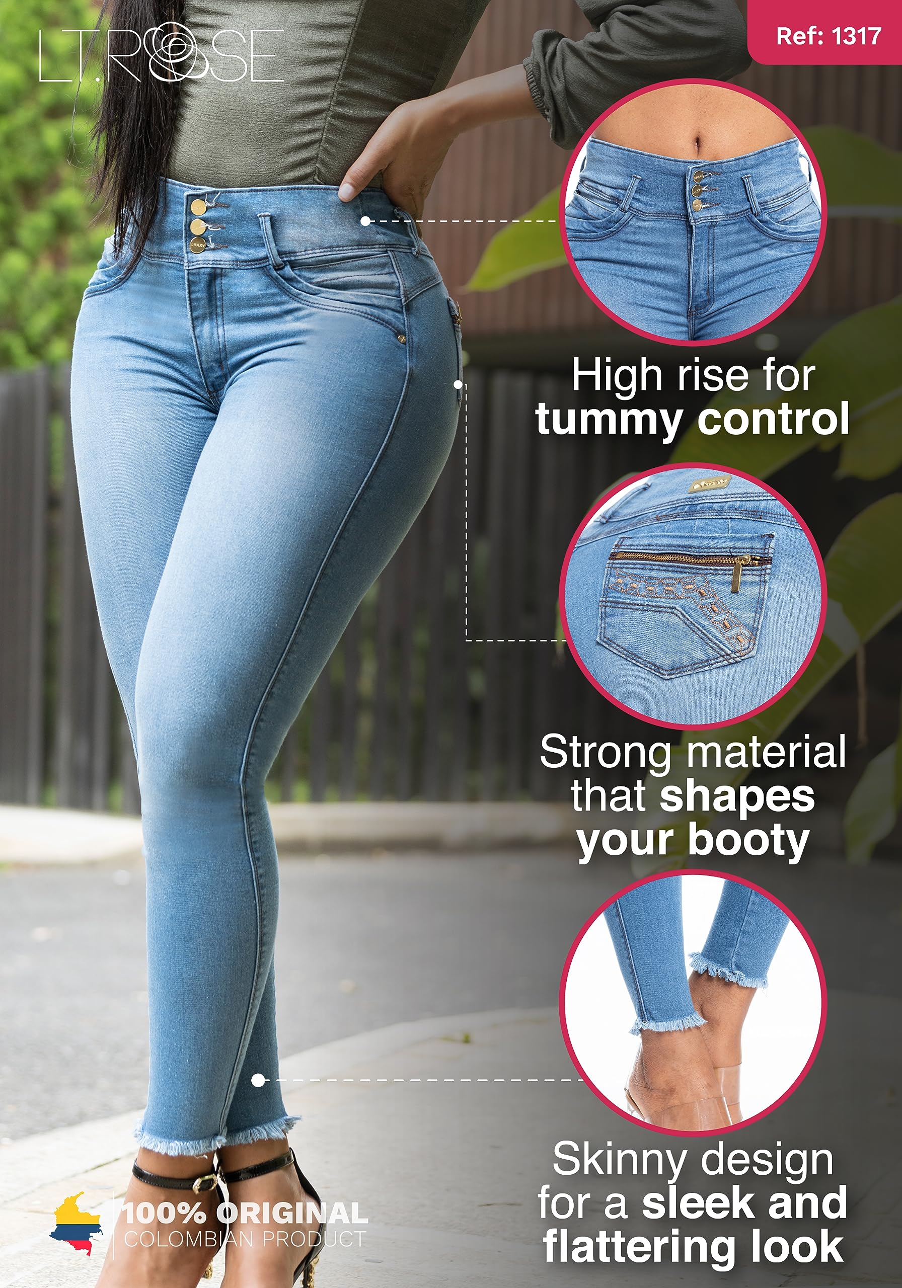 LT.ROSE High Waisted Butt Lifting Jeans for Women - Perfect for Casual & Night Out
