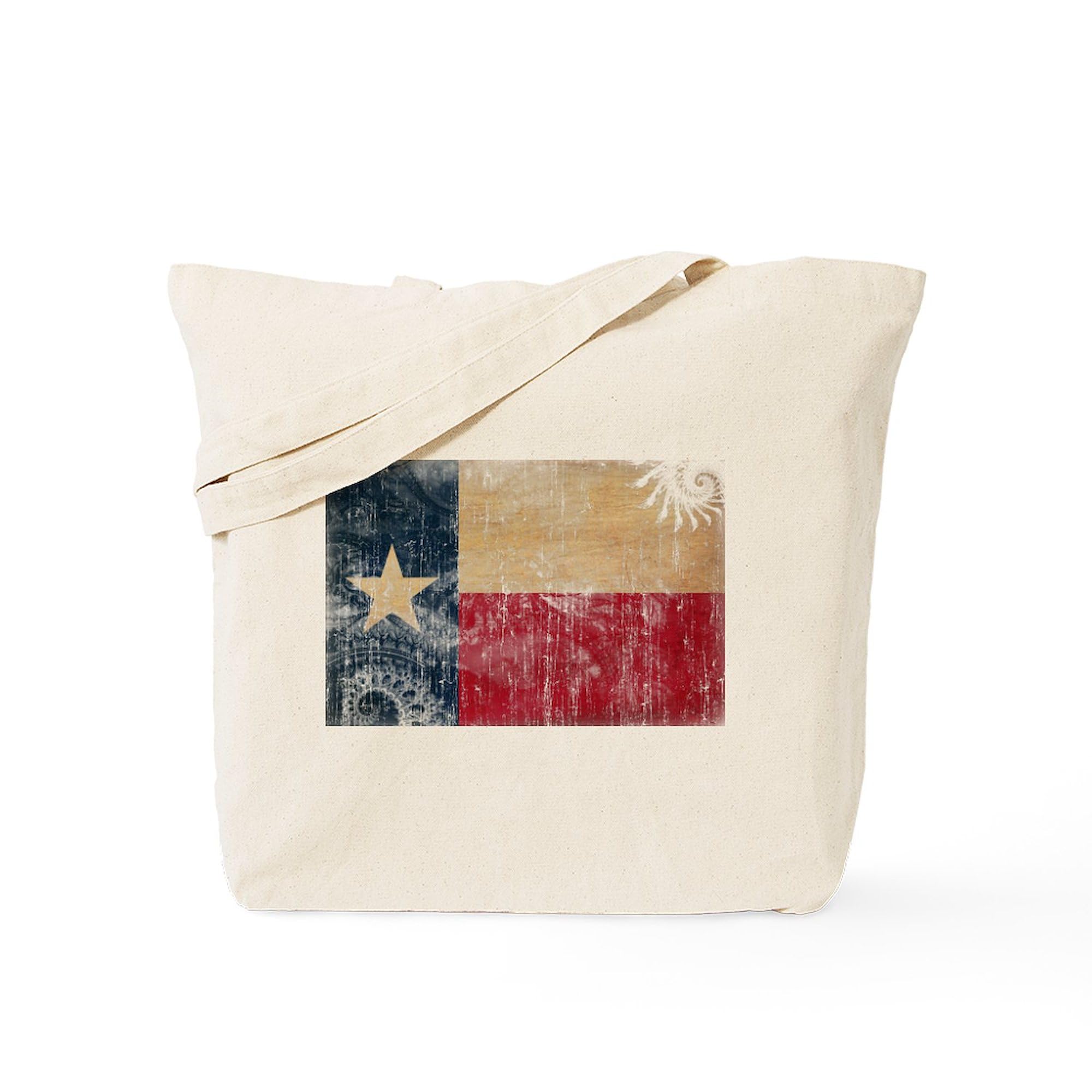 Texas Flag Tote Bag - Natural Canvas Reusable Shopping Bag for Groceries, Beach & Travel | Eco-Friendly Cotton Carryall with Lone Star State Design