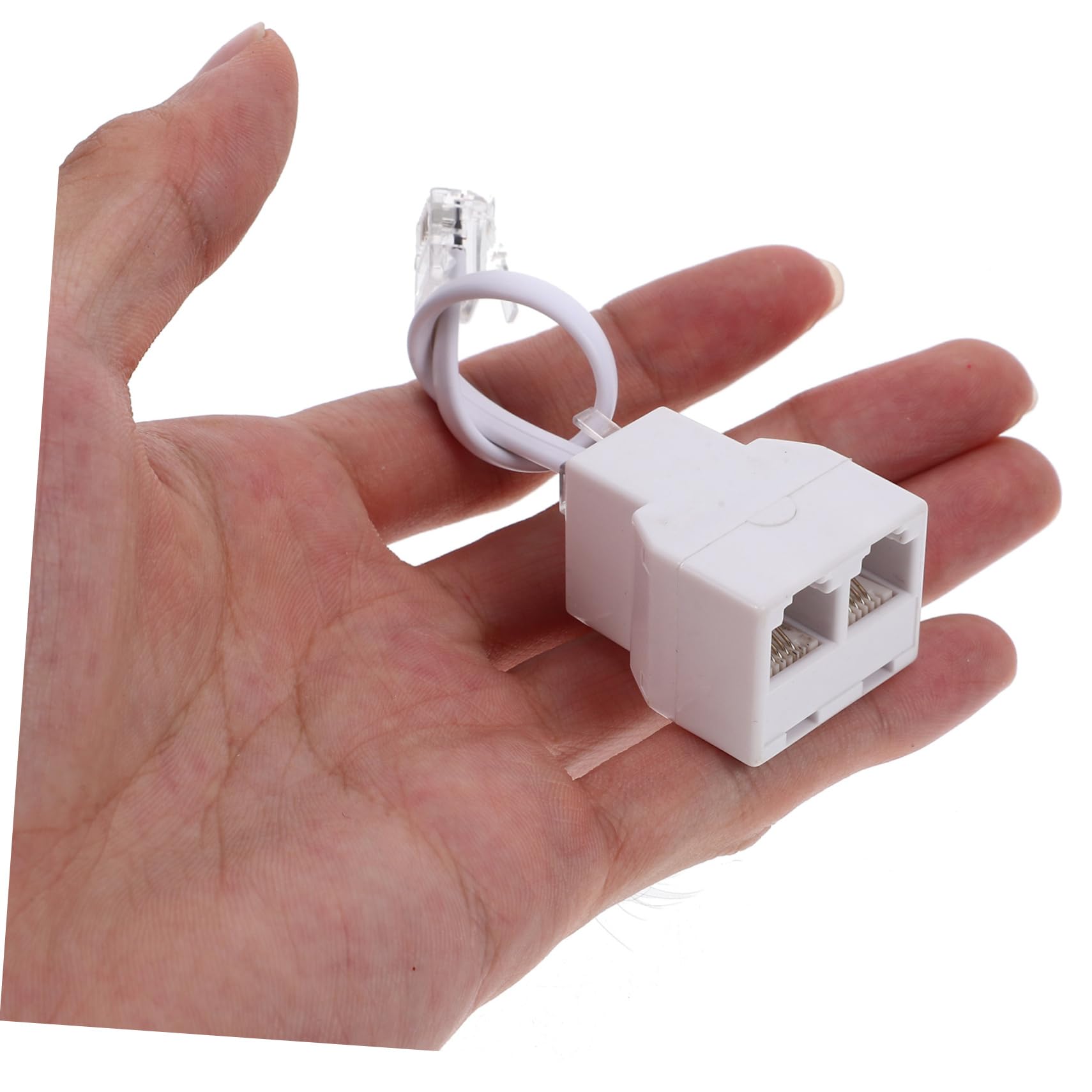 NUOBESTY 4-Way Phone Jack Splitter Adapter - Connect 2 Separate Phone Lines from 1 Jack - White Office Telephone Accessory for Multi-Line Business Communications