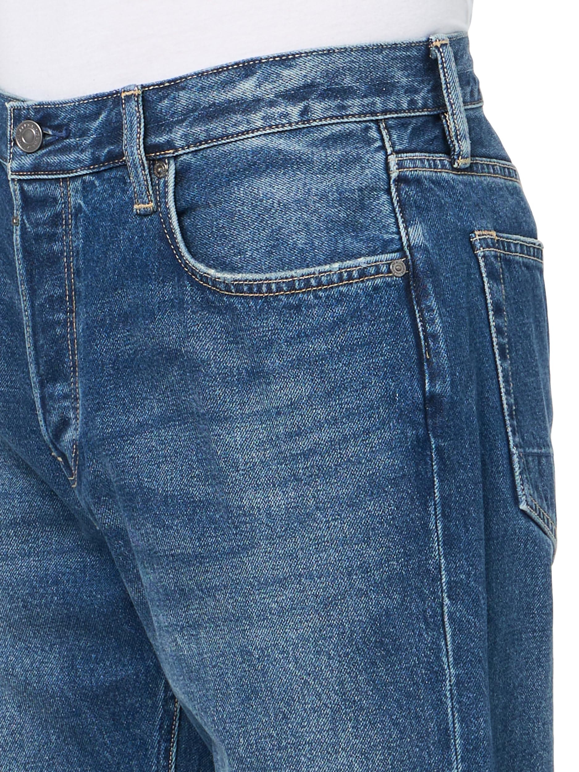 Men's Reid Straight Fit Denim Jeans - Classic Blue Stretch Comfort Jeans for Casual Wear & Everyday Outfits
