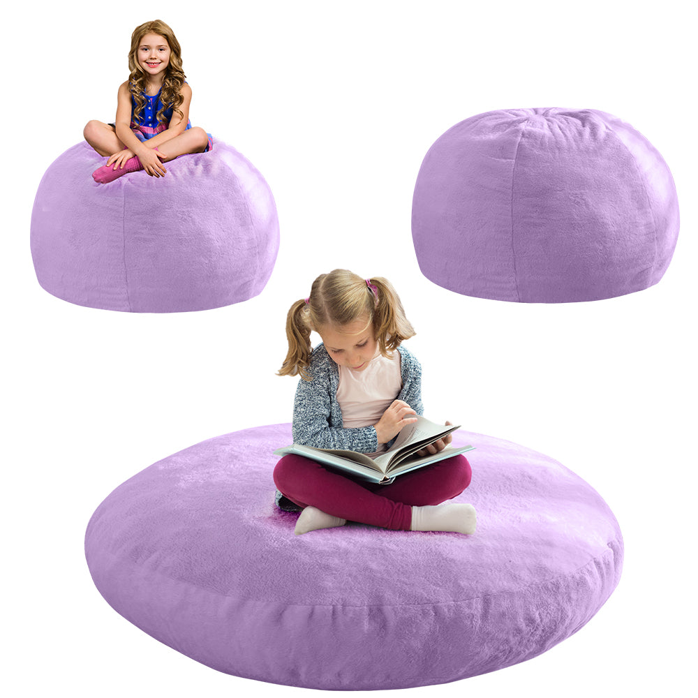 MAXYOYO 2-in-1 Kids Bean Bag Chair & Convertible Floor Pillow Bed - Soft Purple Lounge Seat for Reading, Gaming & Nap Time - Kids Room Decor & Playroom Furniture