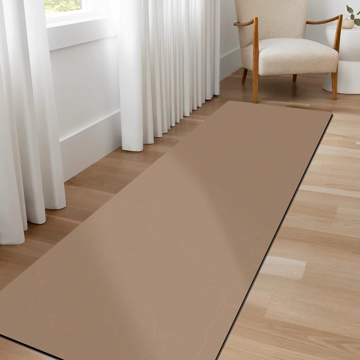 GOYLSER Super Absorbent Bath Mat - Non Slip Waterproof Bathroom Rug with Rubber Backing, Quick Dry Modern Floor Mat for Bathroom, Shower & Home Use - Tan Brown Carpet for Safety & Comfort