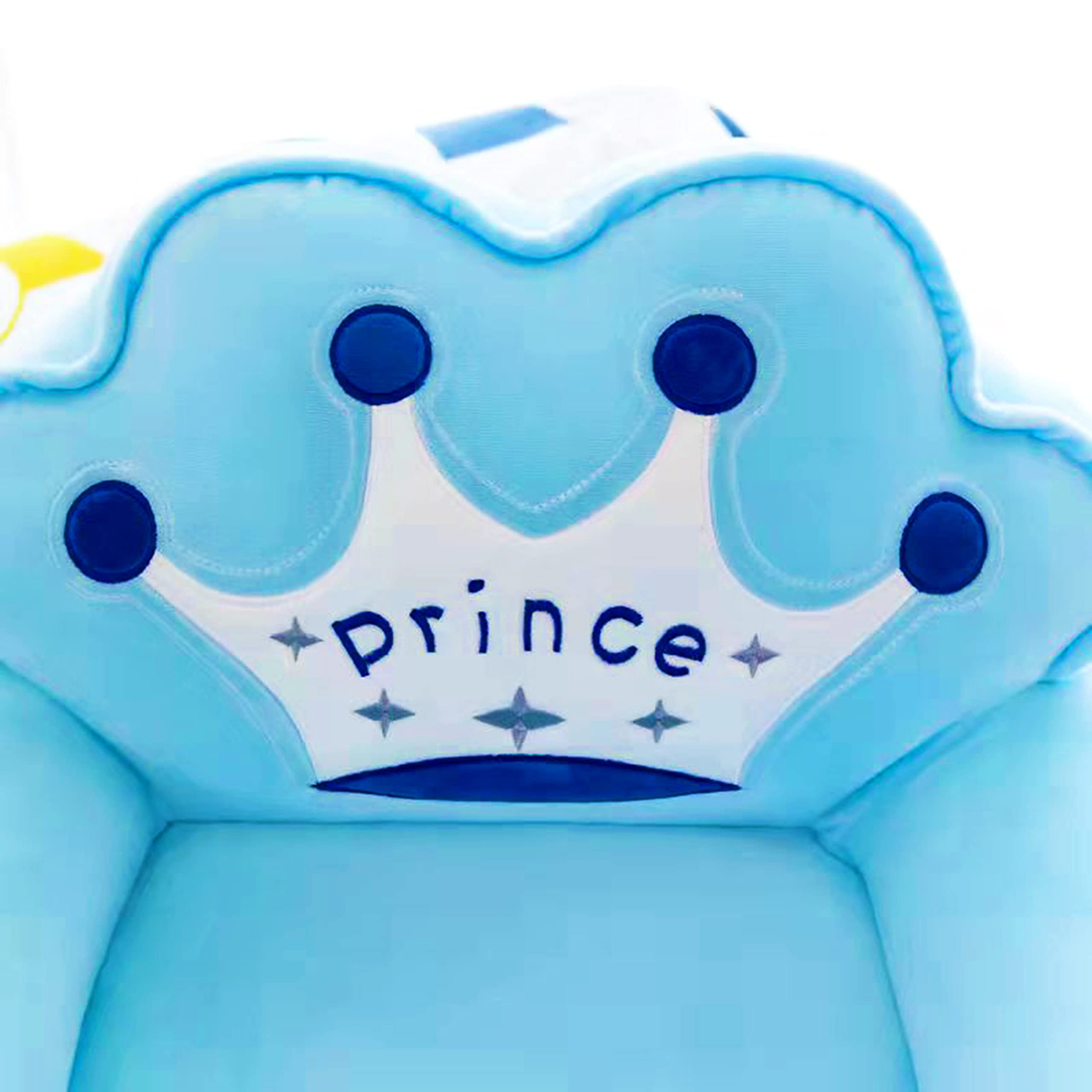 3-Layer Foldable Kids Sofa - Plush Flip Open Armchair with Cute Cartoon Design, Soft Mini Couch for Children's Room, Playroom & Nursery (Blue Crown) - Perfect for Reading, Napping & Playtime