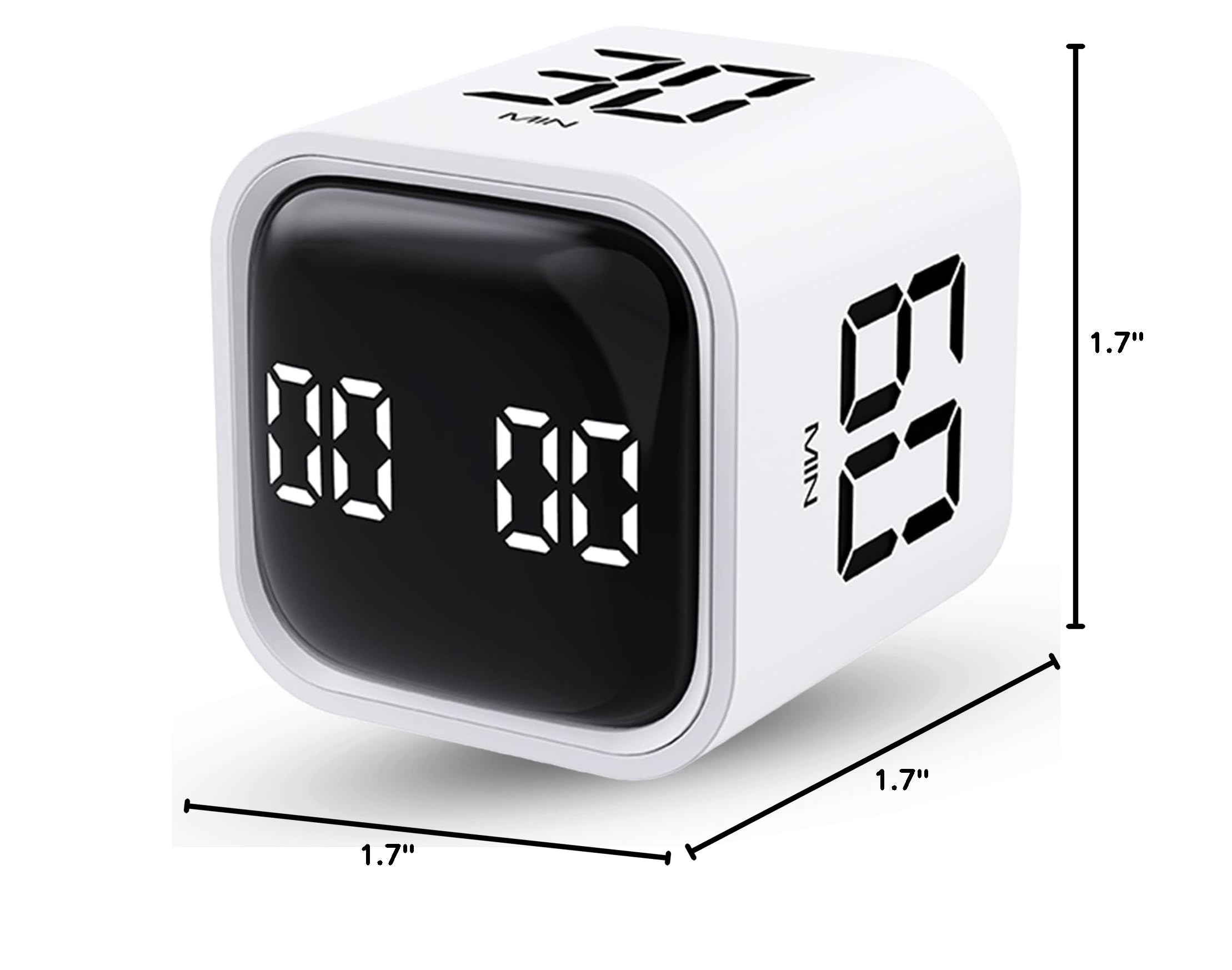 Productivity Timer Cube with Gravity Sensor - Countdown & Countup Timer (Mute/Vibrate/Sound) - 5/10/30/60min & Custom Timing - Ideal for ADHD Focus, Office Work, Study Sessions & Kitchen Cooking - Perfect Work Desk Accessory for Students & Professionals