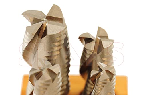 Shars 4 Flute Coarse Tooth M42 Cobalt Roughing End Mill Set (4 pcs, 1/2