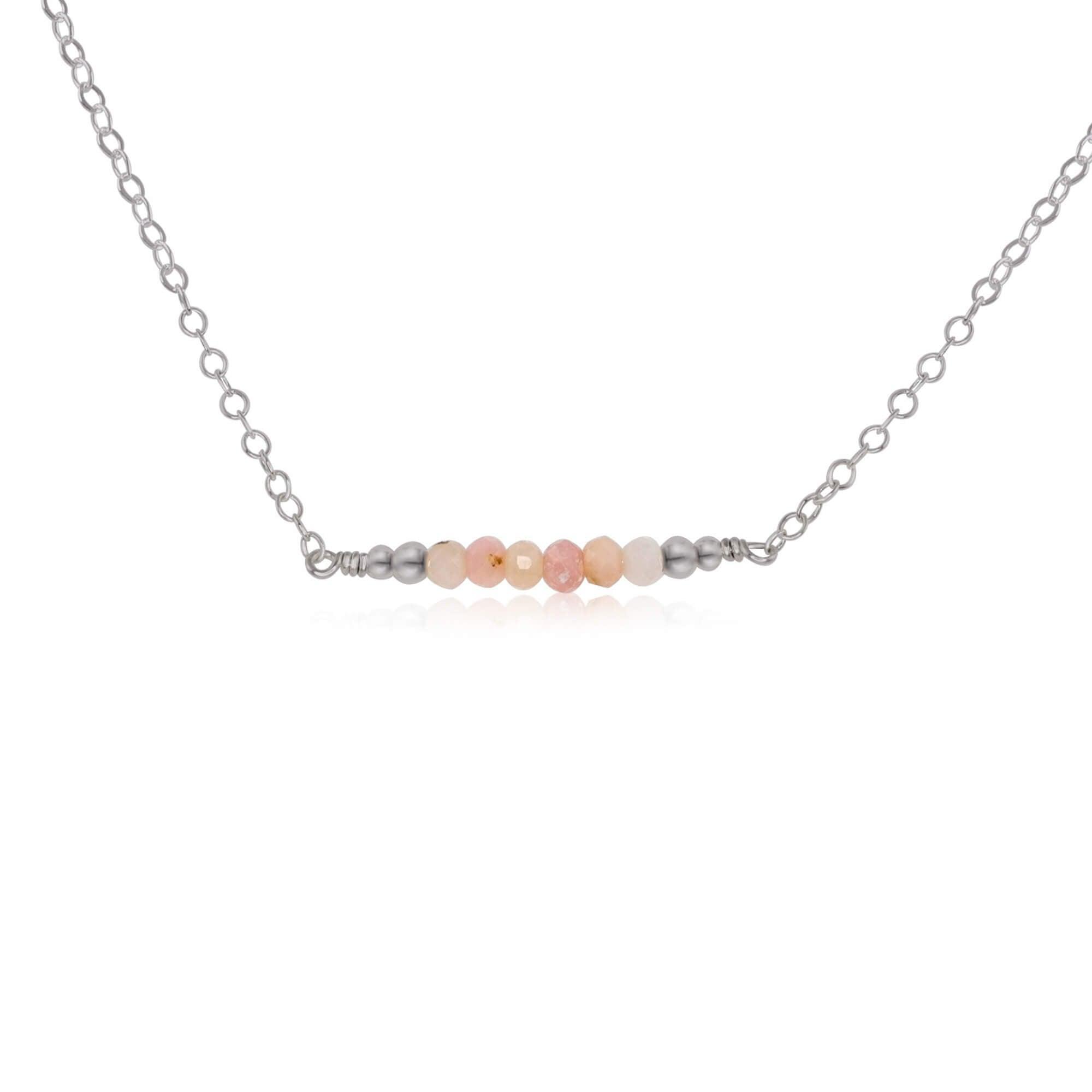 Sparkling Pink Peruvian Opal Faceted Bead Bar Necklace for Women - Elegant Handmade Jewelry Gift for Birthday, Anniversary & Special Occasions
