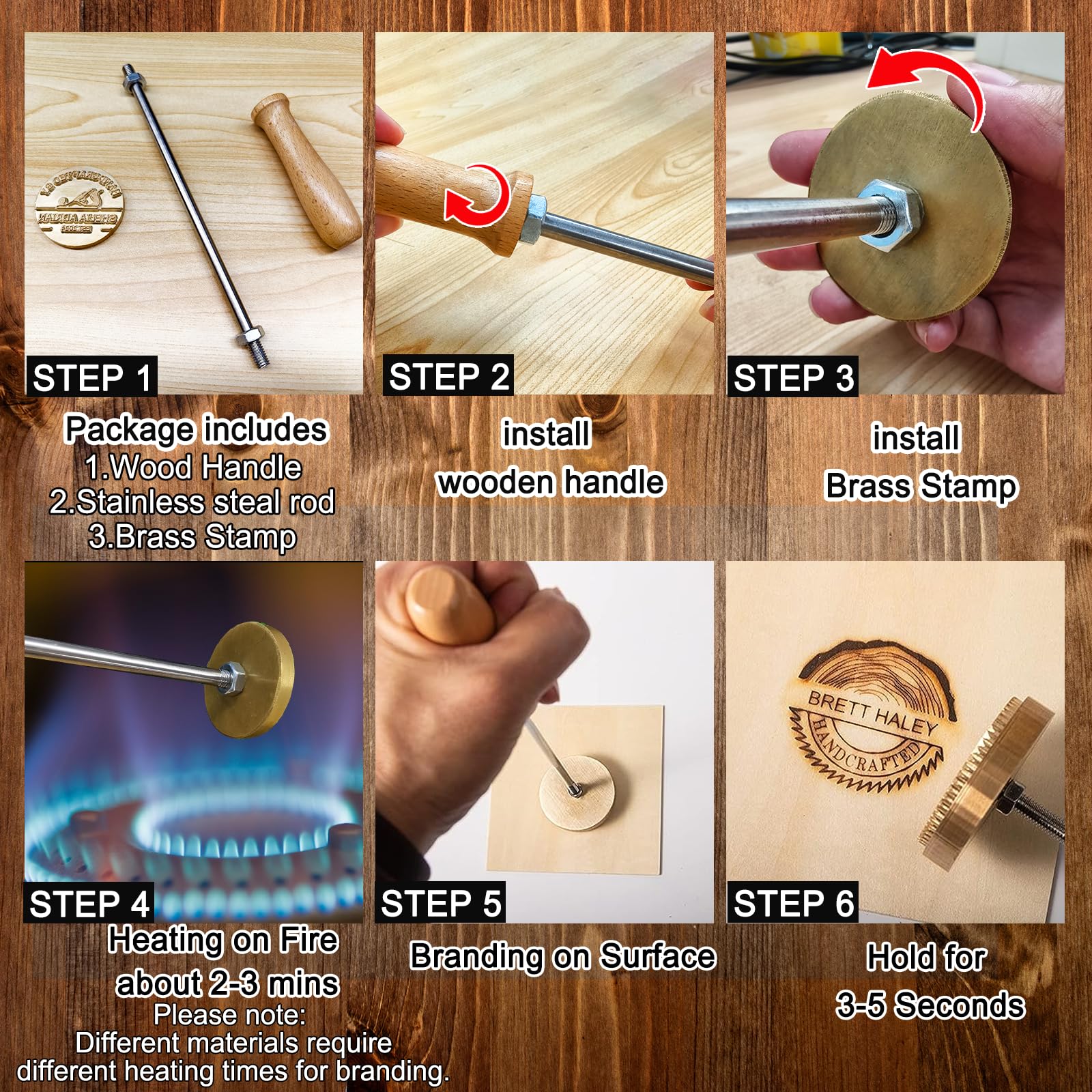 Custom Wood Branding Iron with Personalized Logo - 1-3 Inch Metal Branding Tool for Wood Burning, Leather & Meat - Handcrafted Wedding & Gift Design - Flame Heated for DIY Crafts, BBQ Marking & Personalized Woodworking Projects
