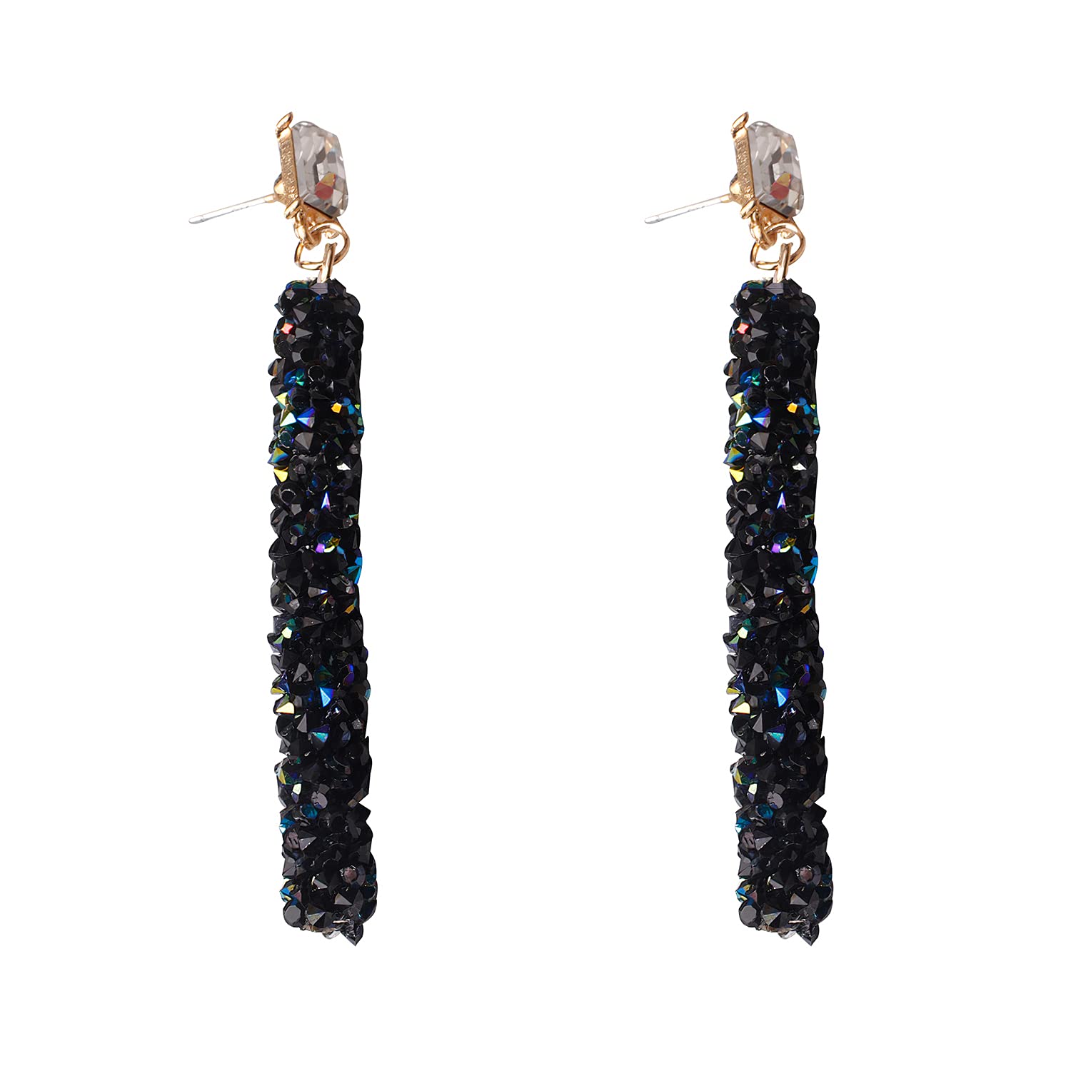 Elegant Long Crystal Geometric Drop Dangle Earrings for Women - Minimalist Gold/Silver Jewelry - Perfect for Parties, Weddings & Evening Events