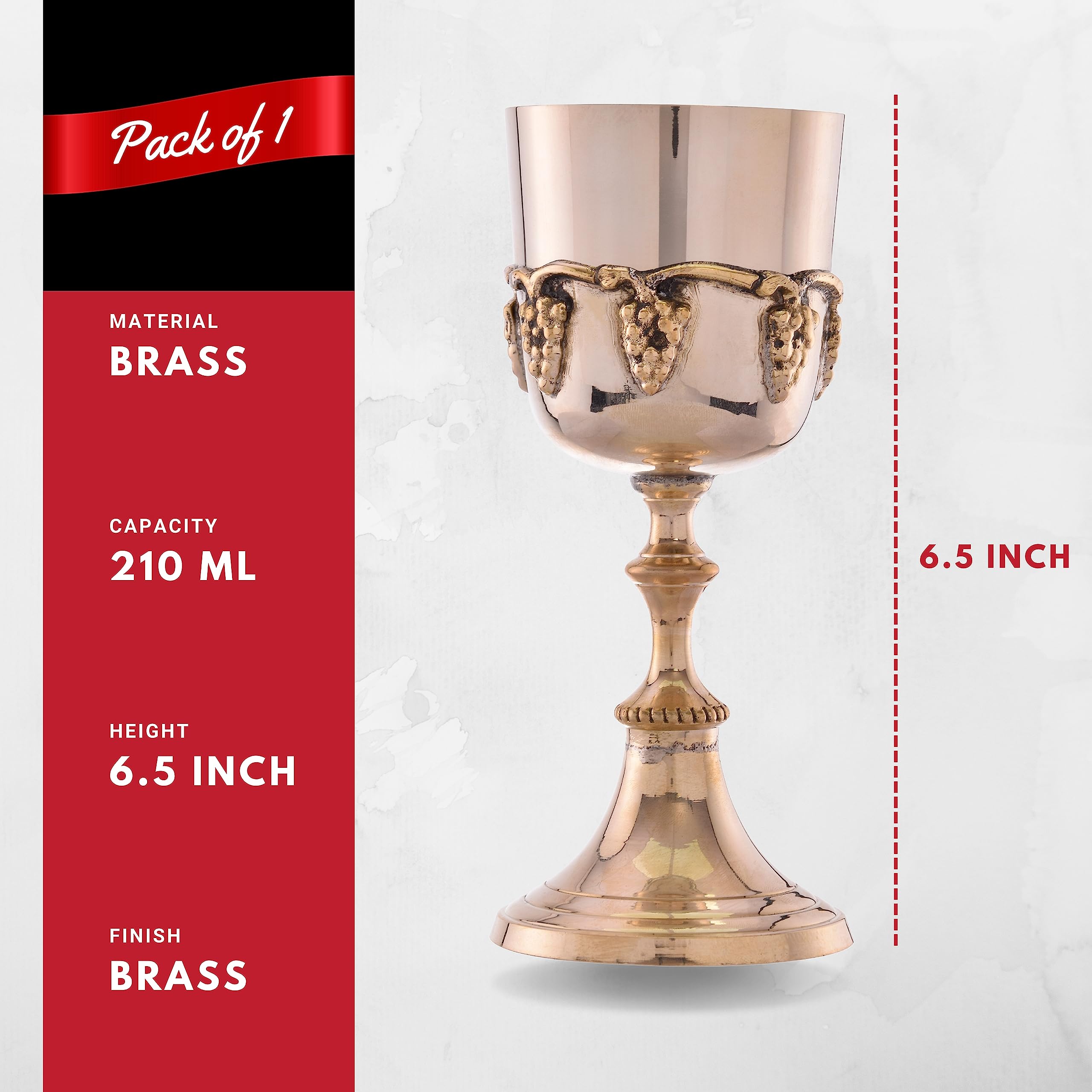 REPLICARTZ Brass Chalice Goblet - 7 oz Medieval Communion Cup for Wedding Toast, King & Queen Goblet, Vintage Orthodox Altar Wine Glass | Perfect for Religious Ceremonies, Renaissance Fairs & Themed Weddings