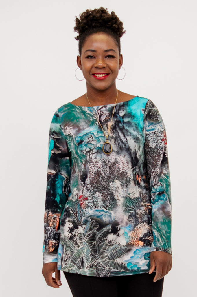 Stylish Women's Mandarin Collar Bamboo Tunic Top - Comfortable & Breathable for Casual Wear, Work & Summer Outfits