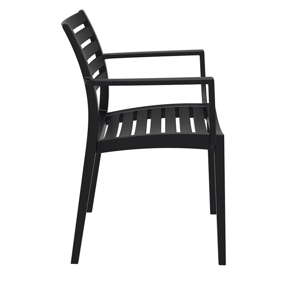 Artemis Outdoor Patio Dining Arm Chairs Set of 2 - Weather-Resistant Black Metal Garden Chairs for Backyard, Poolside, and Restaurant Outdoor Seating