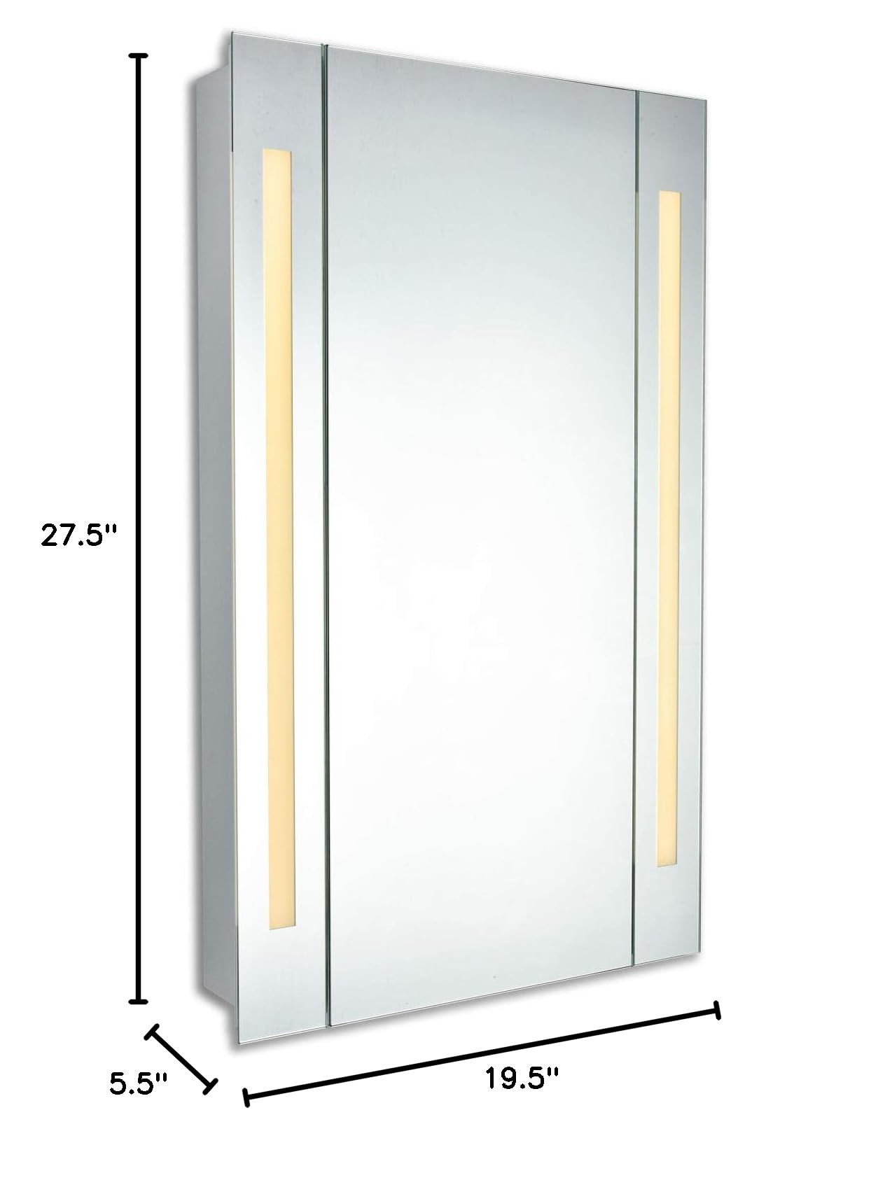 Elegant Rectangle Medicine Cabinet with 20W LED Lighting - Bathroom Mirror Storage Organizer for Makeup & Essentials | Perfect for Modern Home Decor, Vanity & Bathroom Organization
