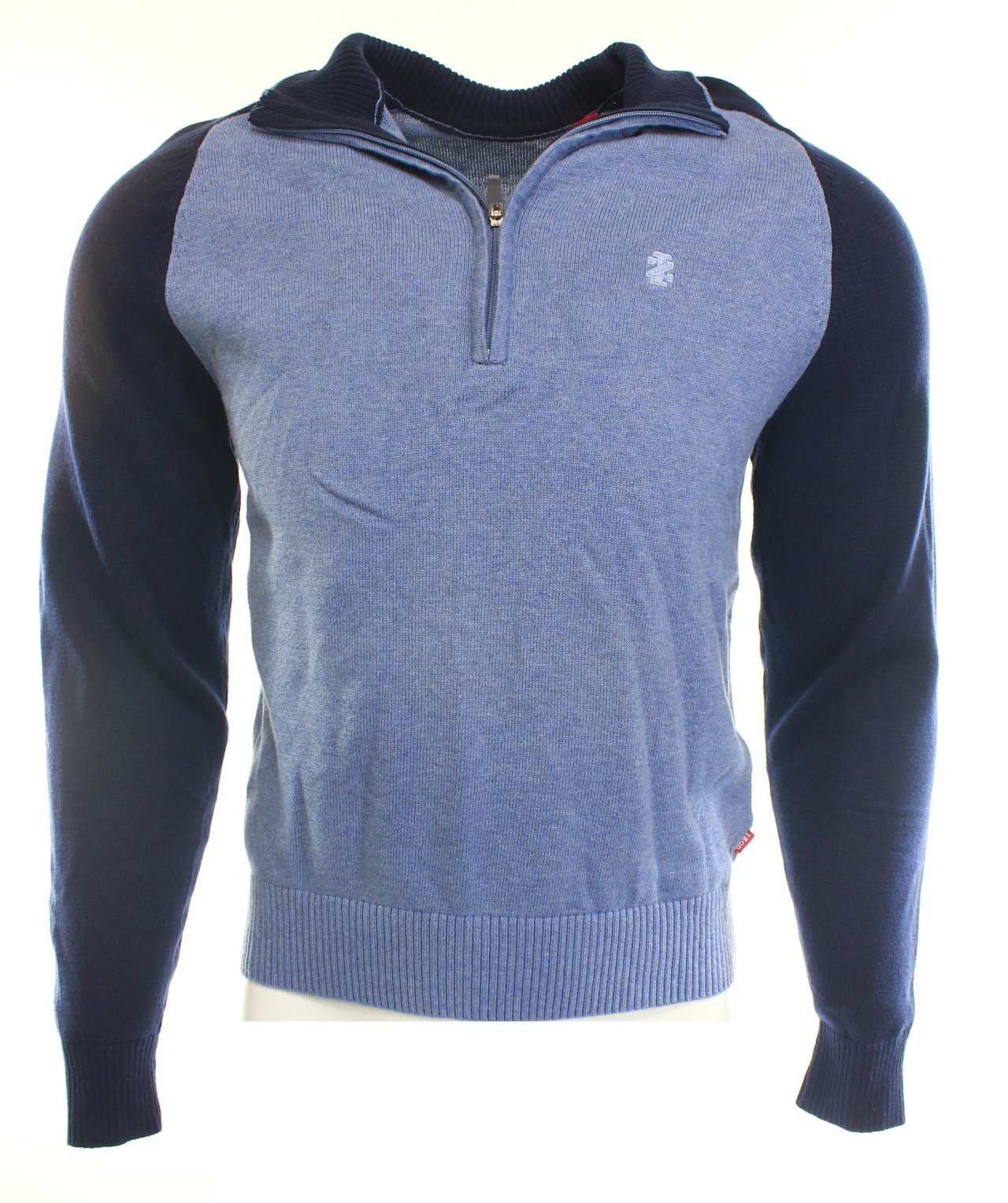 IZOD Men's 1/4 Zip Color Block Pullover Sweater with Arm & Elbow Patches | Casual Winter Knitwear for Office, Date Night & Outdoor Activities