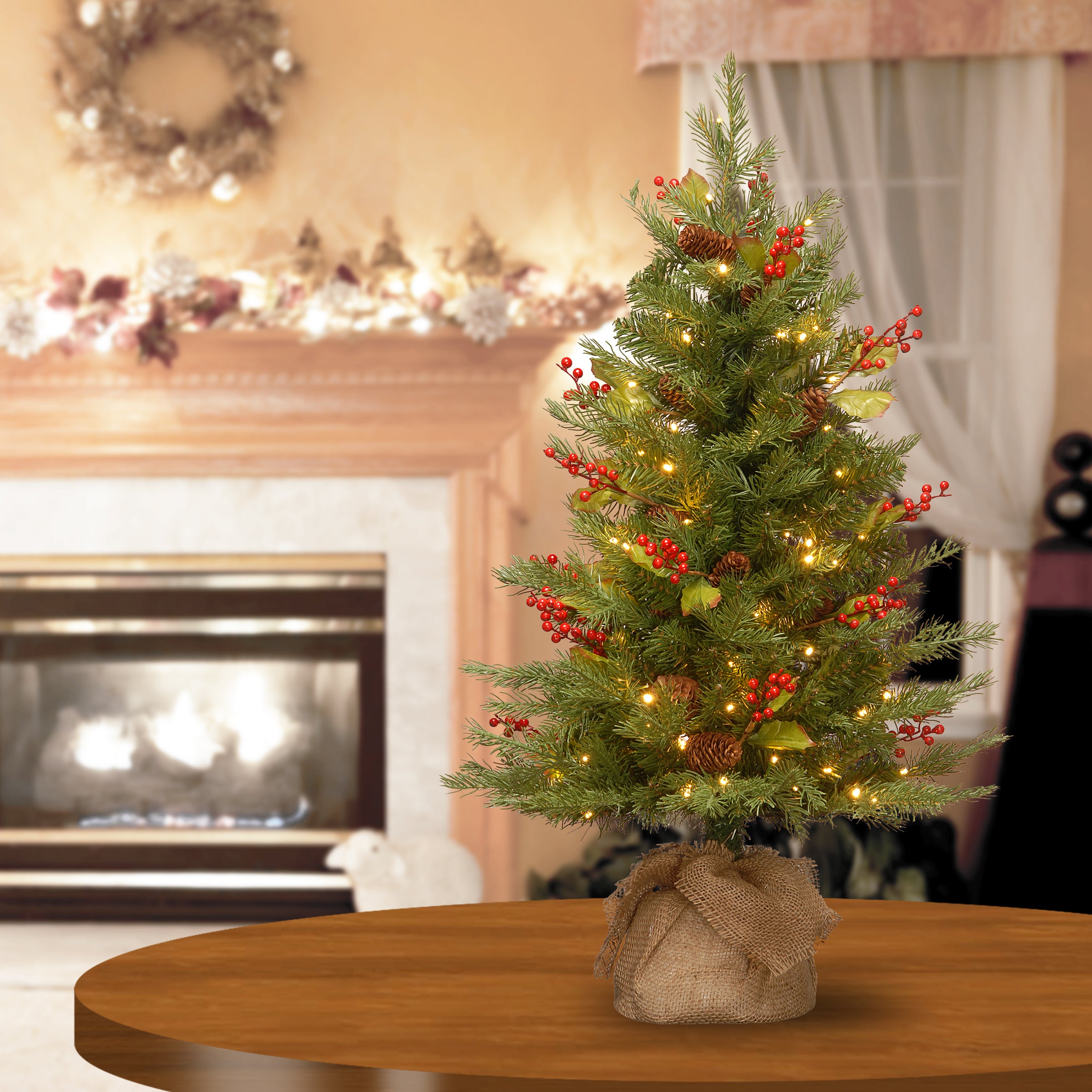 3 ft. Pre-Lit Nordic Spruce Artificial Christmas Tree with 200 Warm White LED Lights - Perfect for Home, Office & Holiday Decorations