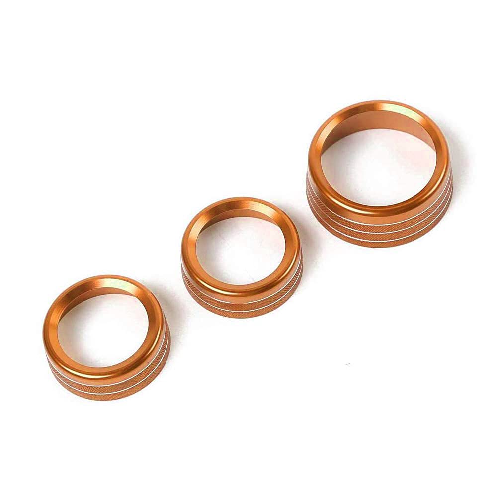 2015-2020 Dodge Challenger Charger Chrysler 300 AC Knobs - Orange Aluminum Air Conditioner Switch Buttons (3pcs) | Premium Replacement for Climate Control | Perfect for Interior Upgrades & Customization