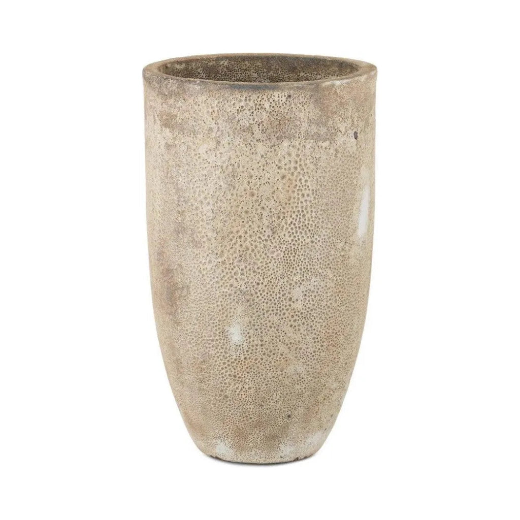 25 in. Elias Ceramic Beige Planter - Large Indoor/Outdoor Flower Pot for Plants, Succulents & Home Decor | Modern Farmhouse & Patio Gardening Container