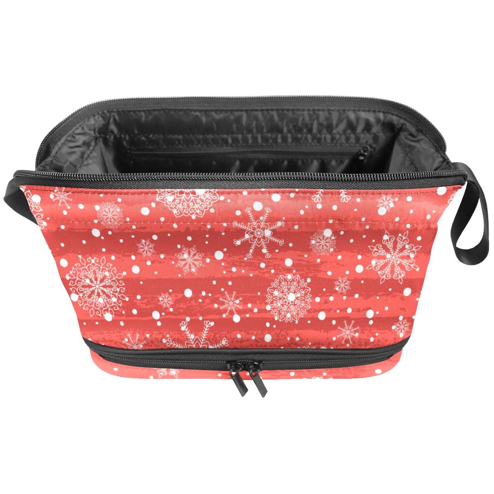 Large Travel Cosmetic Bag with Snowflake Floral Design - Waterproof Makeup Organizer for Women | Perfect for Vacation, Gym & Daily Essentials Storage
