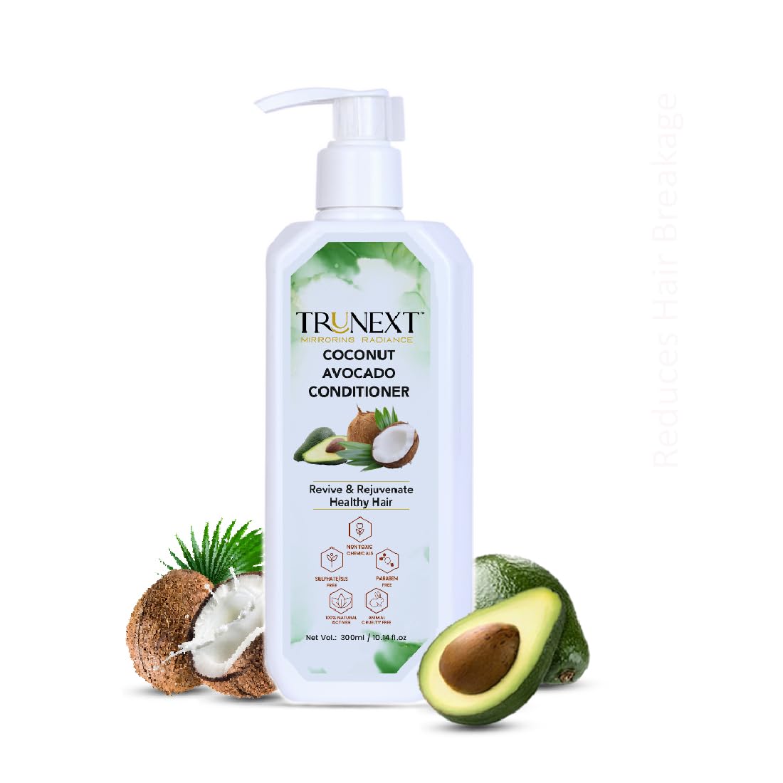 TRUNEXT Coconut Avocado Hair Conditioner - Deep Nourishing & Hydrating Treatment for Dry, Damaged Hair (300ml) | Salon-Quality Leave-In Conditioner for Soft, Shiny Hair at Home