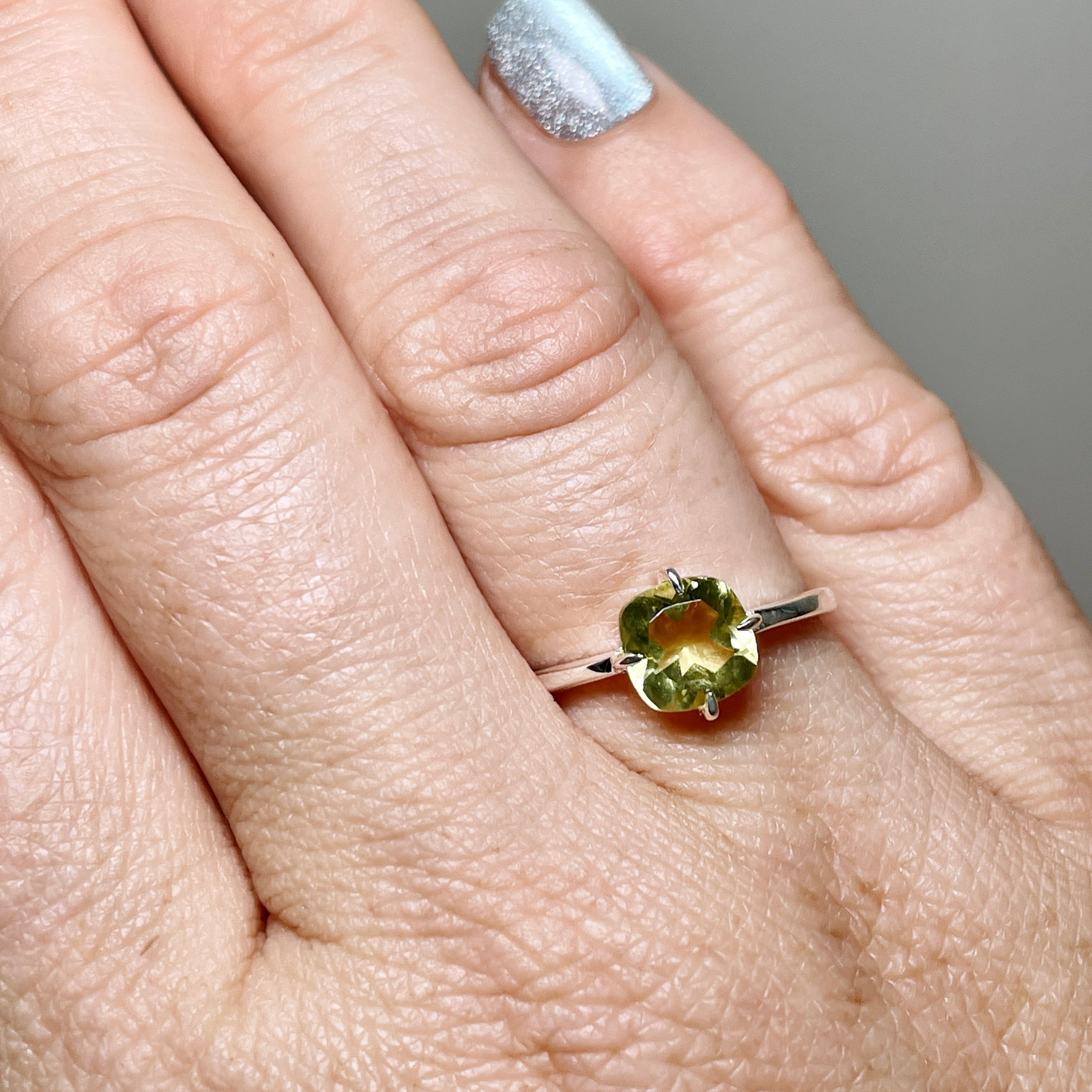 Lemon Quartz Faceted Square Solitaire Ring R4806 - Elegant Gemstone Jewelry for Women, Perfect for Engagement, Wedding & Special Occasions