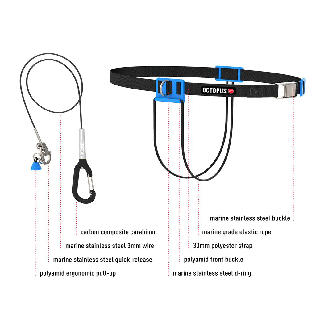 Premium Octopus Freediving CNF Lanyard - Blue | Durable Dive Gear for Spearfishing & Underwater Exploration | Perfect for Scuba Diving, Snorkeling & Water Sports
