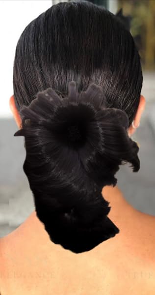 Black Juda Hair Bun for Women - Half Updo Party Hair Accessories with Hair Pin & Extensions | Perfect for Weddings, Prom, Cosplay & Special Occasions