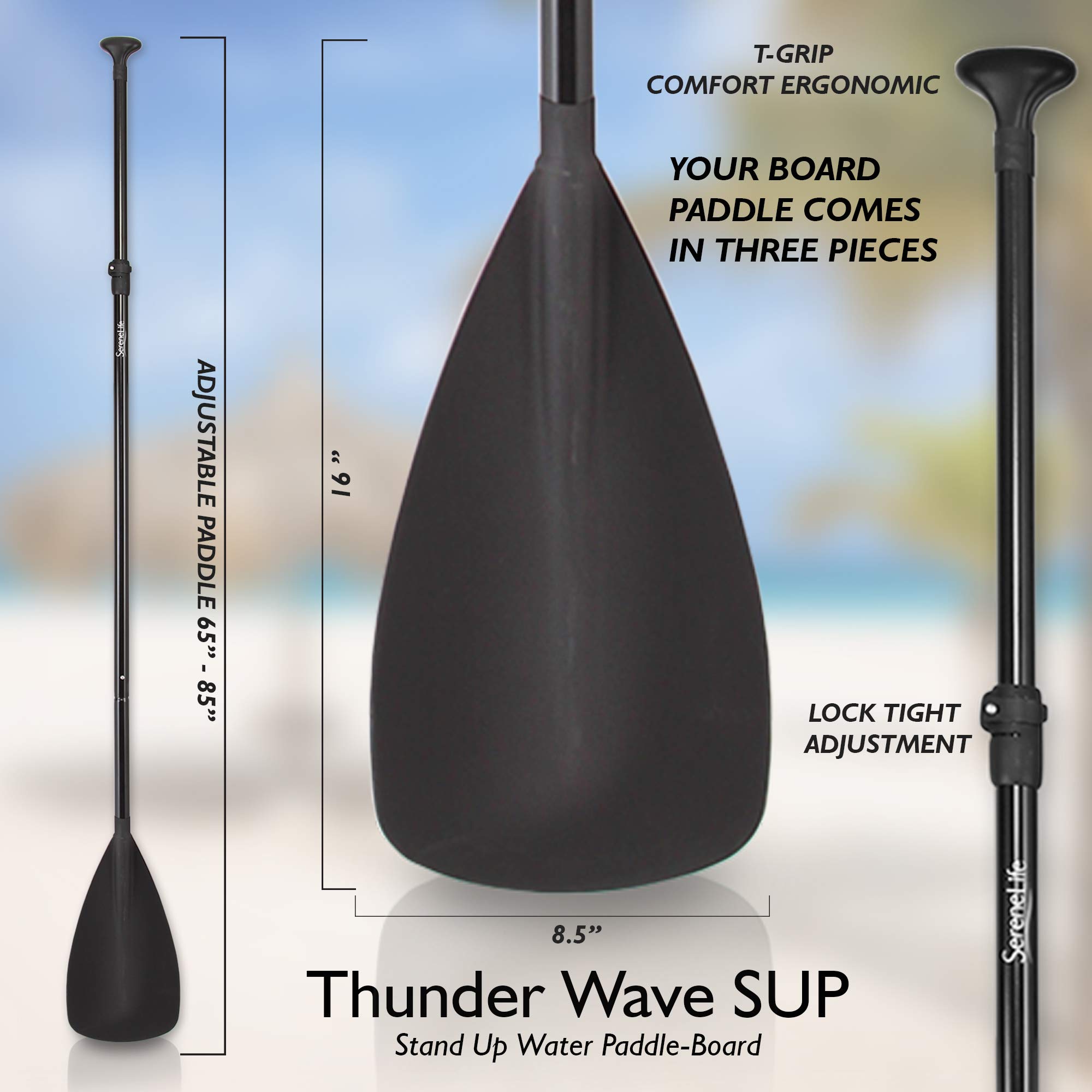 SereneLife Inflatable Stand Up Paddle Board - Ultra Stable SUP for Adults & Kids with Non-Slip Deck, Premium Paddle Board Accessories, Carry Bag, Dual Action Pump, Paddle & Ankle Leash - Perfect for Lakes, Rivers & Ocean Recreation
