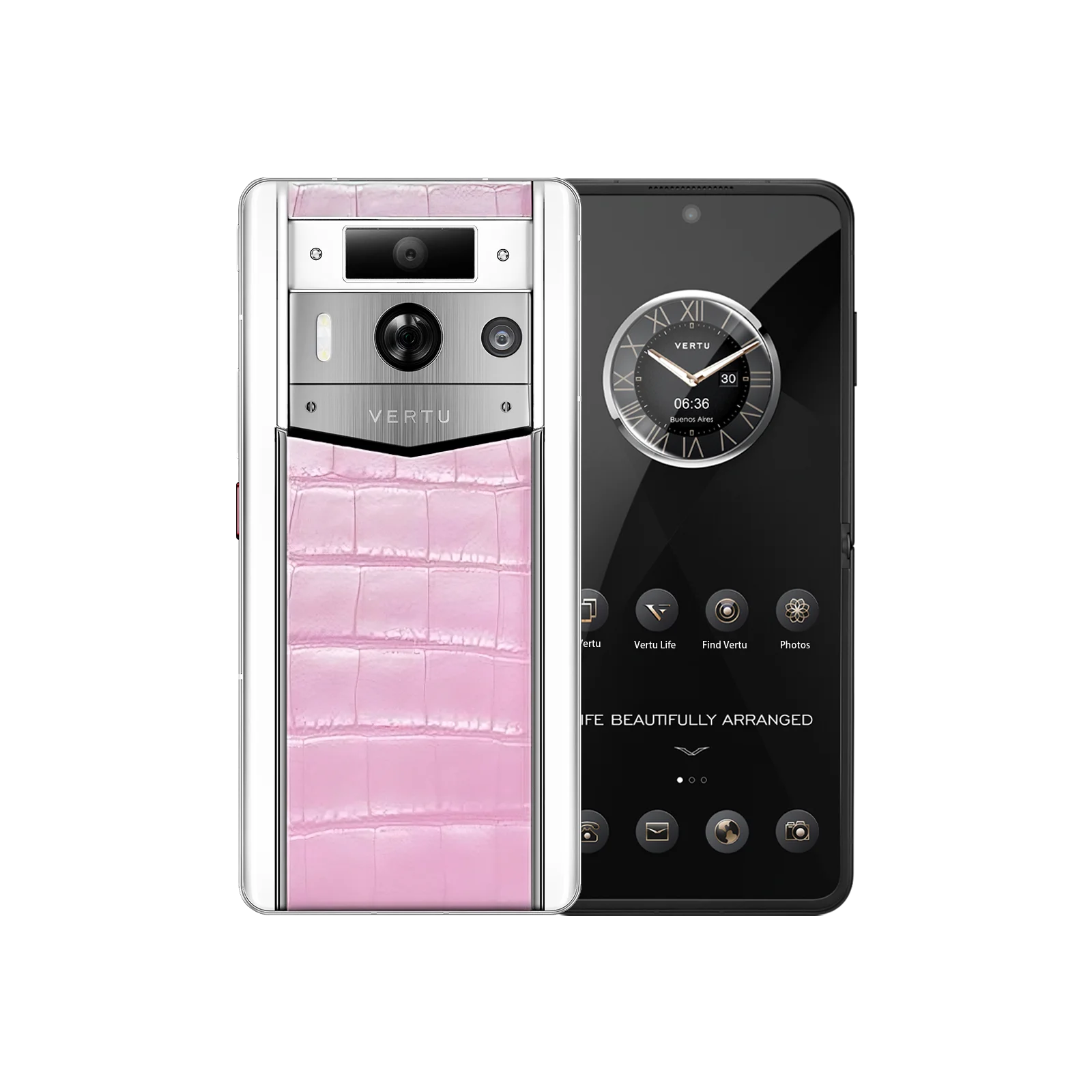METAVERTU 2 White Alligator Skin Web3 AI Smartphone - Pink (Silver Case) | Luxury Crypto Phone for Business & Digital Nomads