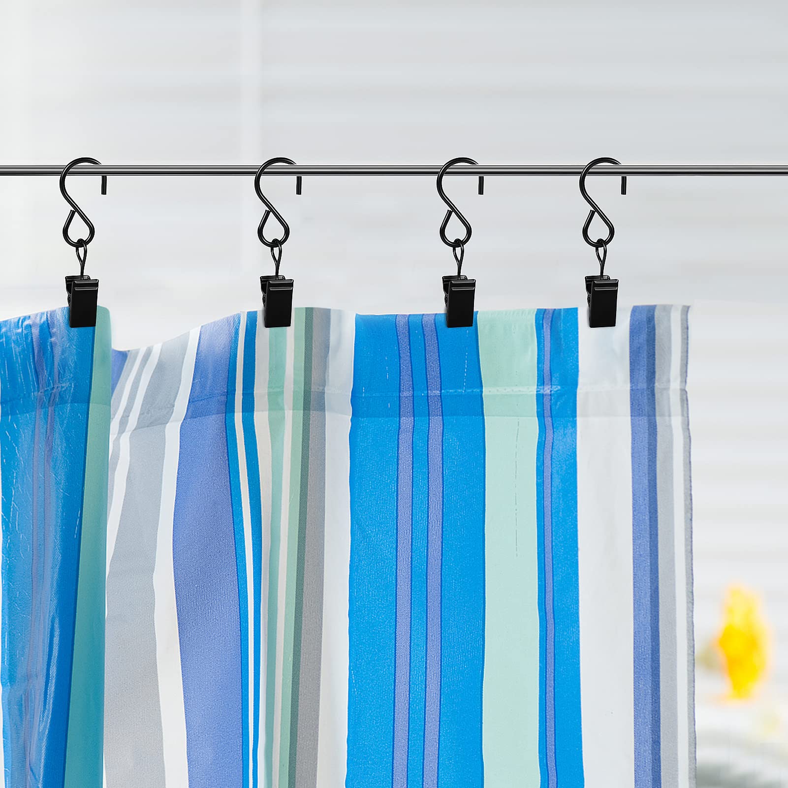 46 Pack Stainless Steel S Hooks - Heavy Duty Curtain Hooks & Light Clips for Indoor/Outdoor Use - Perfect for String Lights, Shower Curtains, Photo Backdrops & Home Decor