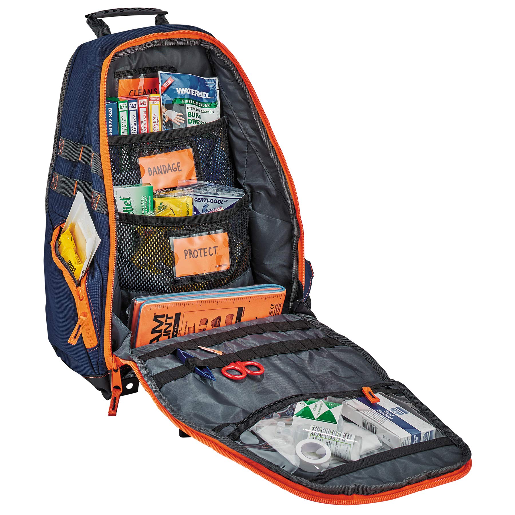 Ergodyne Arsenal 5244 First Responder Backpack with Class A First Aid Kit - Emergency Medical Supplies, Orange - Perfect for EMT, Firefighters & Outdoor Safety Preparedness