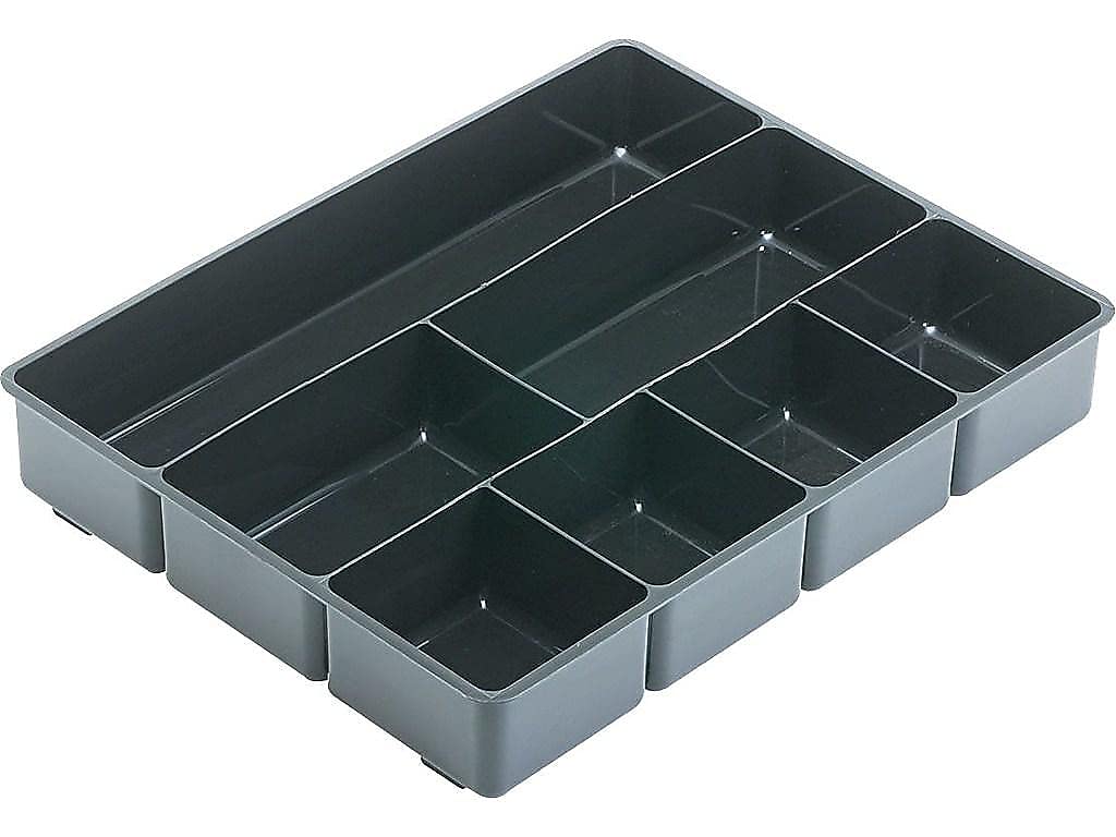 Rubbermaid 11906Ros Extra Deep Desk Drawer Organizer Tray - Plastic Black Office Supplies for Files, Papers & Stationery Storage - Perfect for Home Office, School & Workplace Organization