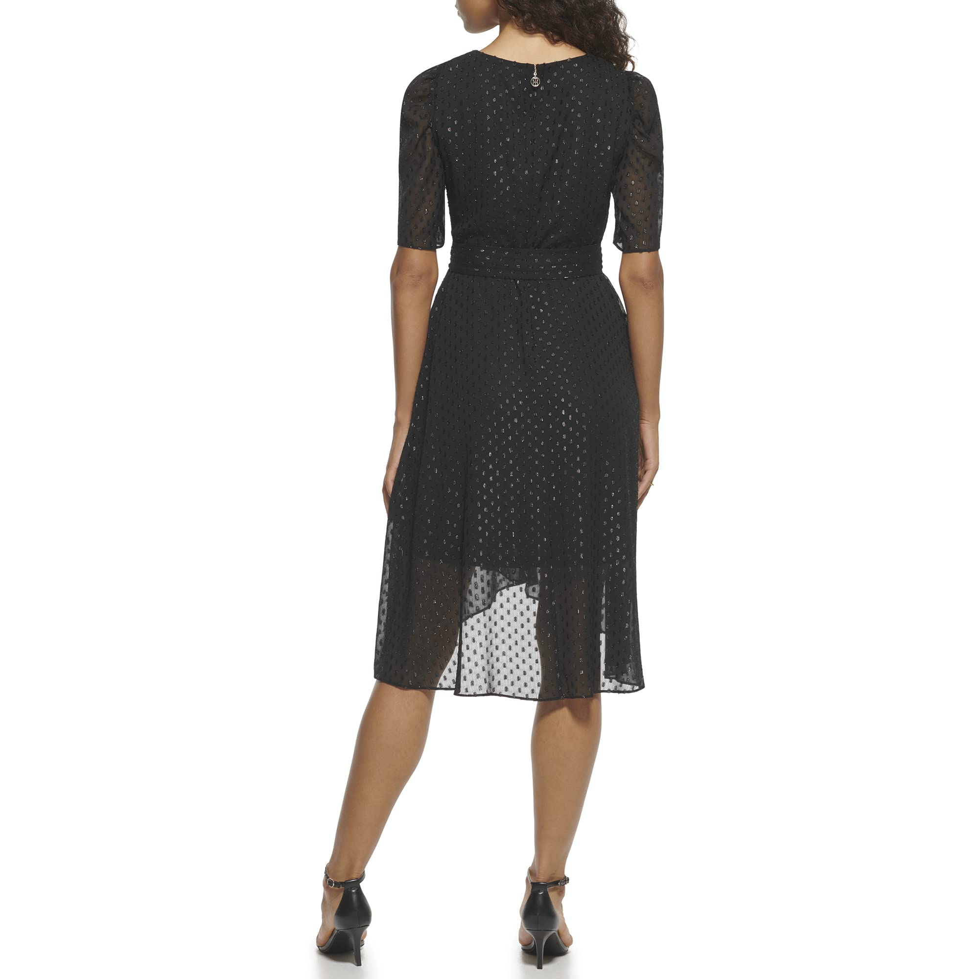 Tommy Hilfiger Women's Faux Wrap High-Low Midi Dress - Elegant Casual & Party Wear for Women | Perfect for Office, Date Night & Special Occasions