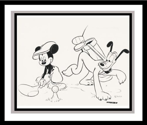 Vintage Mickey Mouse and Pluto Golfing Lobby Card - Walt Disney Collectible Memorabilia - Perfect for Disney Fans, Golf Enthusiasts, and Home Decor