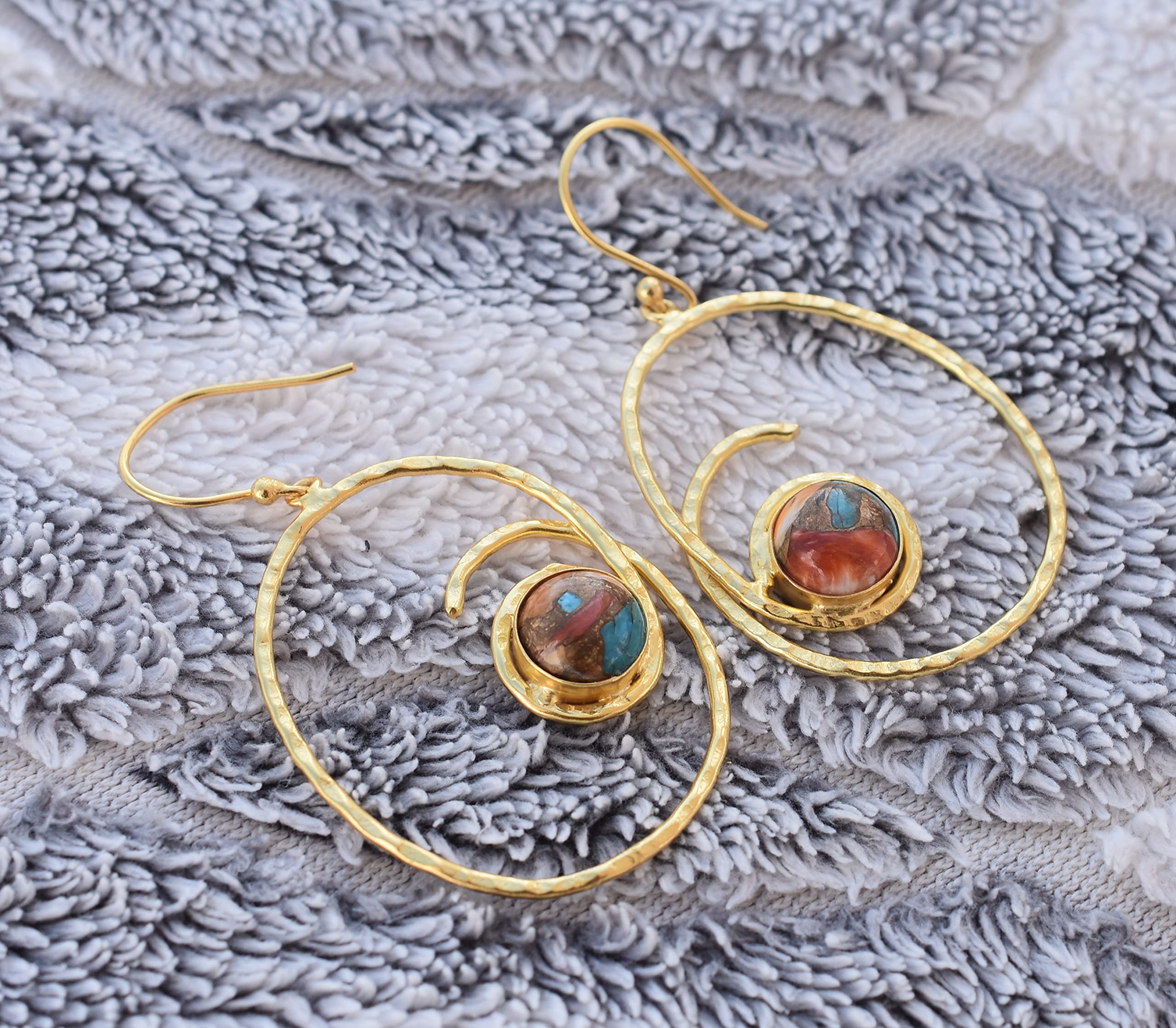 18K Gold Plated Turquoise Gemstone Earrings for Women - Handmade Western Style Jewelry Gift for Birthday, Anniversary, Wife, Mom, Sister - Perfect for Casual Wear, Parties & Special Occasions