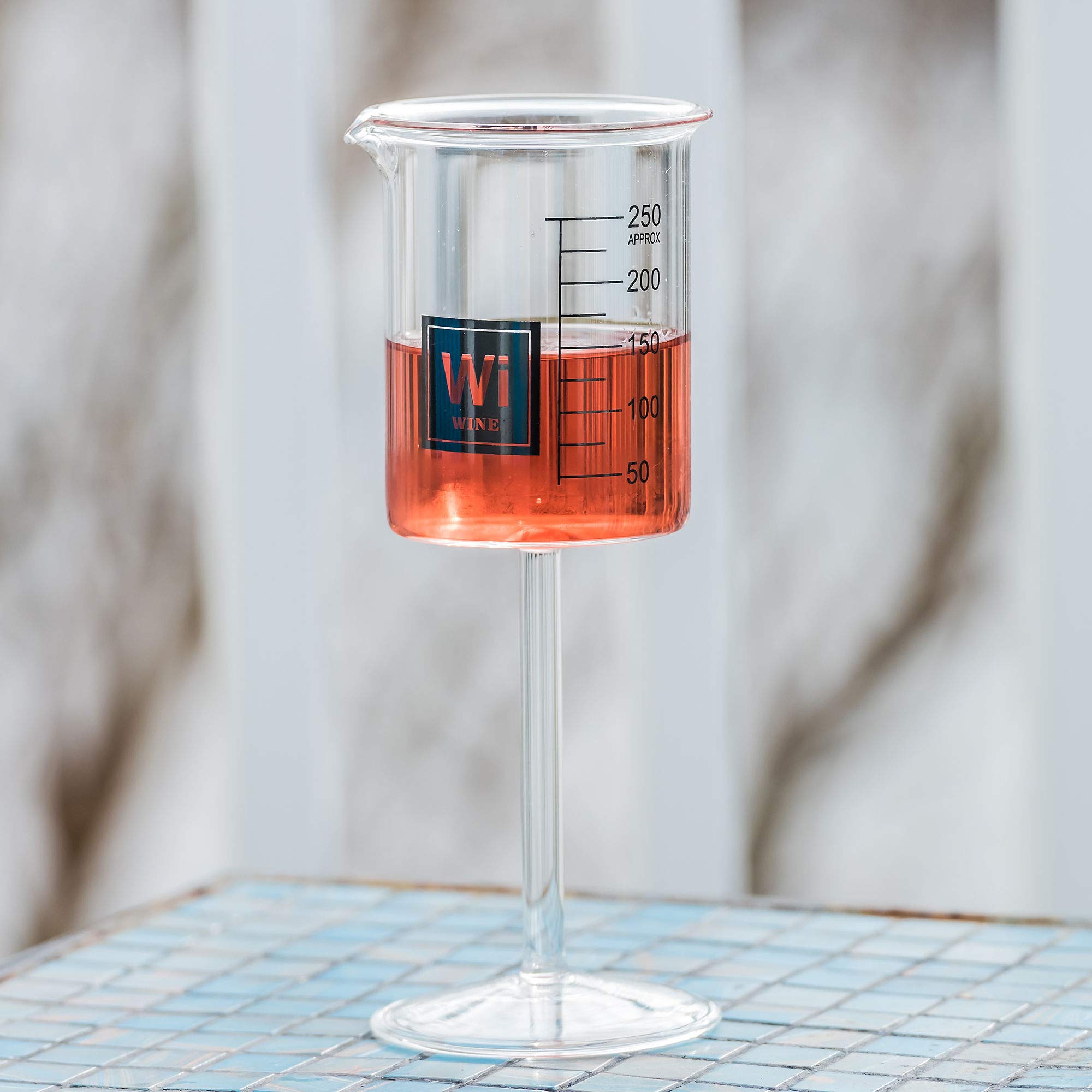 Set of 2 Clear Glass Laboratory Beaker Wine Glasses - 8oz Capacity - Perfect for Science Themed Parties, Chemistry Experiments & Unique Drinking Glasses