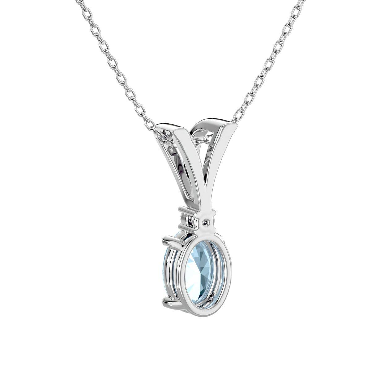 14K White/Yellow/Rose Gold Certified Birthstone Necklace with 0.021 Ct Round & 0.75 Ct Oval Natural Gemstone Pendant for Women | Elegant Jewelry Gift for Birthday, Anniversary & Special Occasions
