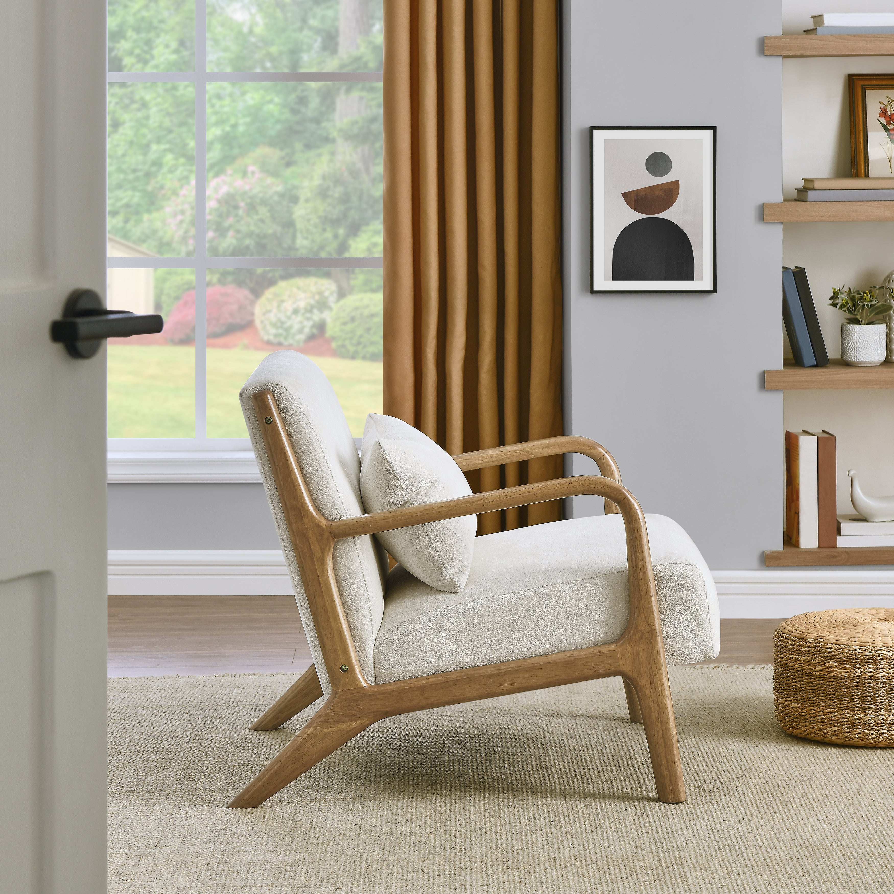 Mid Century Modern Accent Chair with Removable Lumbar Pillow - Roundhill Furniture Eterna - Perfect for Living Room, Bedroom & Office Decor