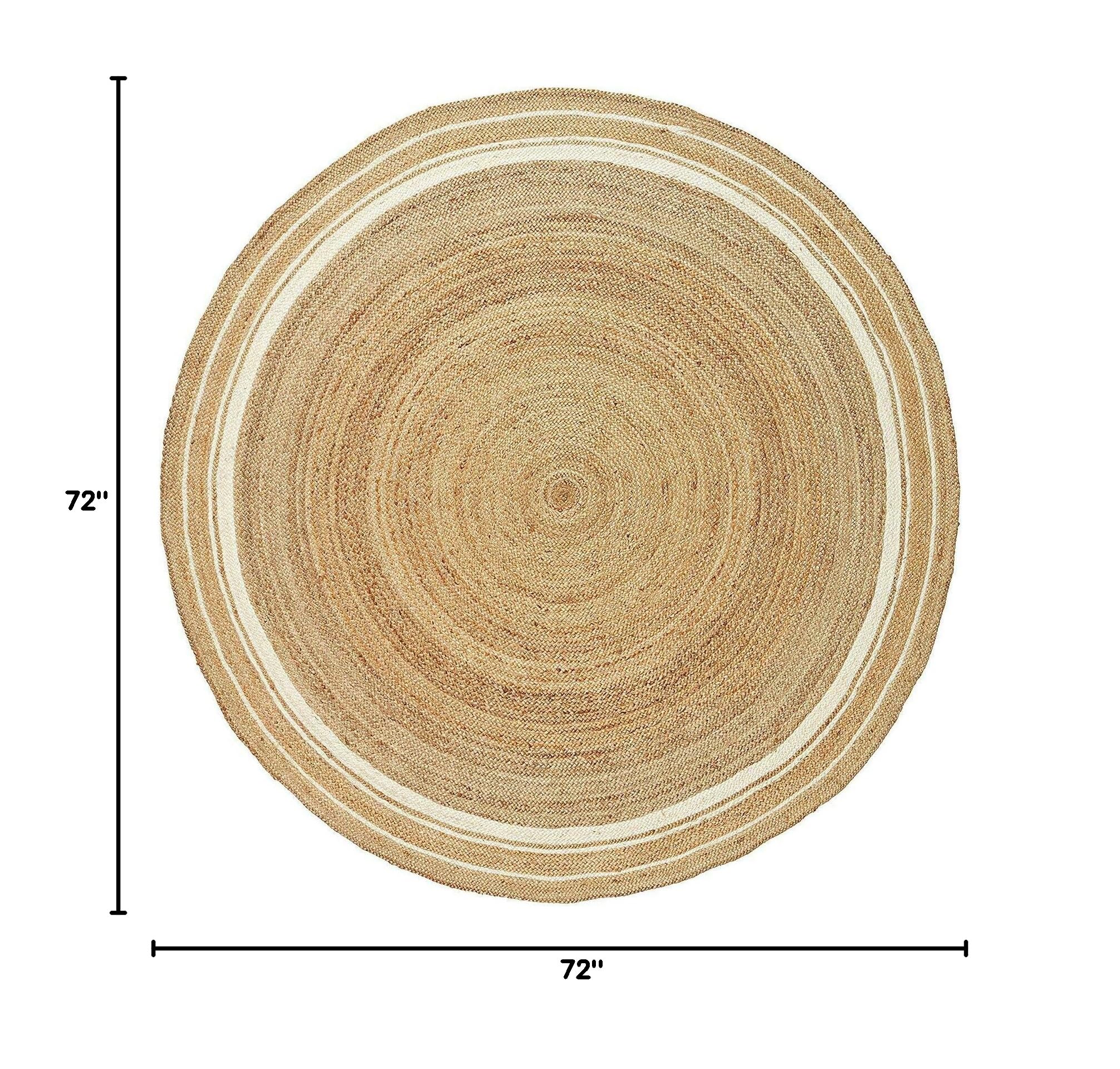 Vipanth Natural Jute Rug - Hand Braided Round Area Rug 72