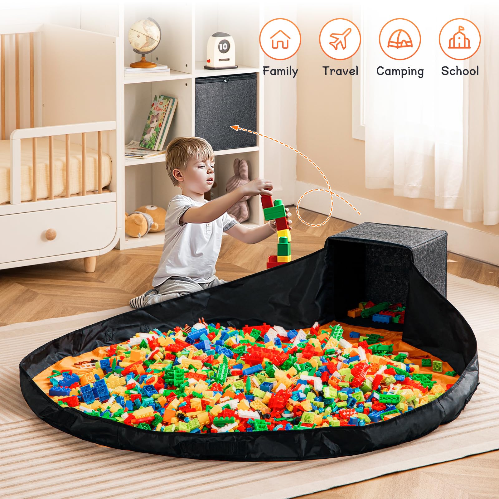 Collapsible Toy Storage Organizer & Play Mat - 13