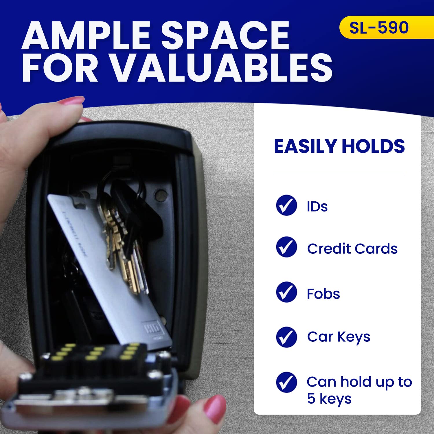 SL-590 Punch Button Lock Box - Secure Wall Mount Key Storage Safe for Homes, Offices & Rentals | Outdoor Key Hider for Airbnb, Vacation Rentals & Property Management