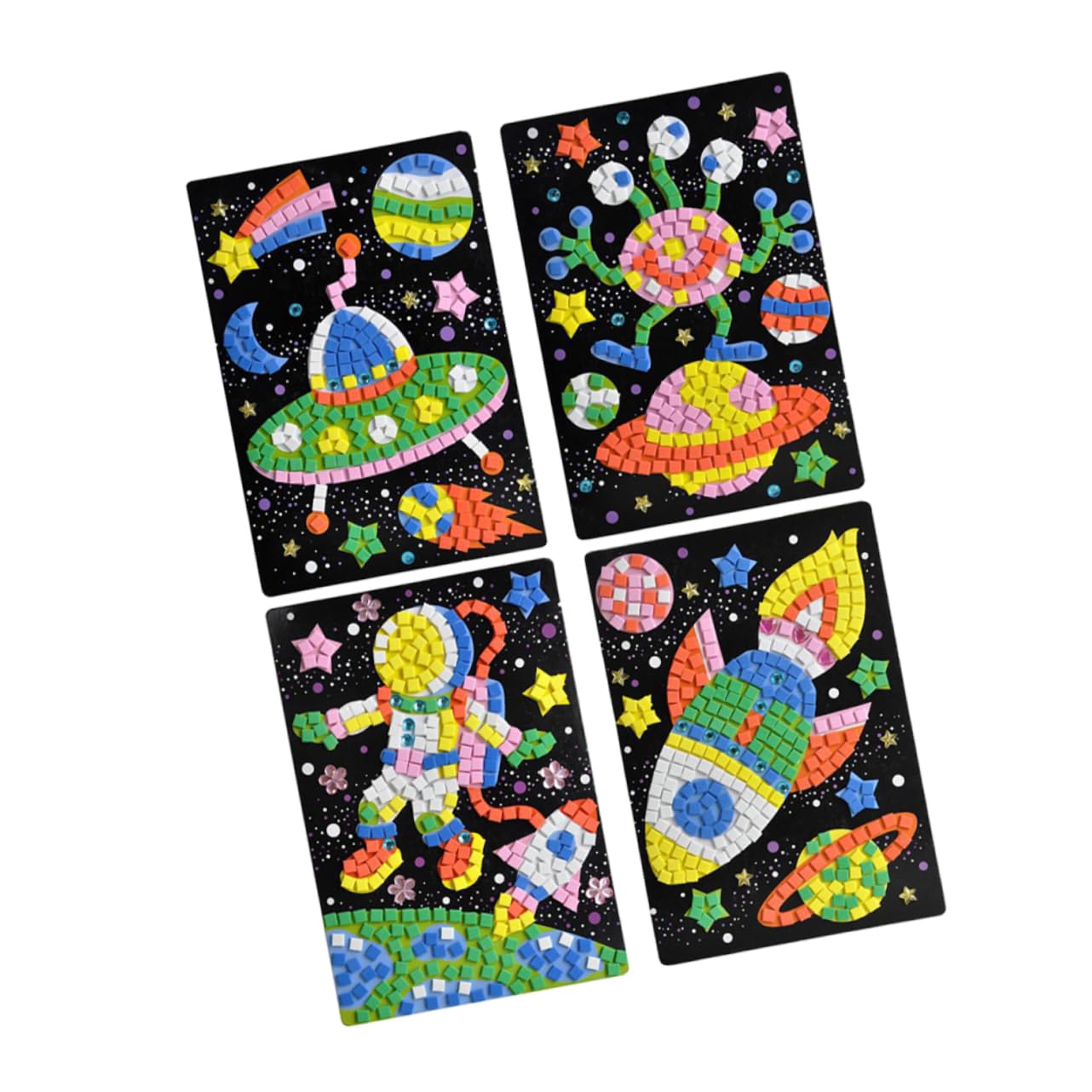 4pcs Eva Diamond Mosaic Sticker Kit for Kids - DIY Art & Craft Supplies, Diamond Painting Puzzle Toys for Children - Perfect for Birthday Gifts, Classroom Activities & Creative Playtime